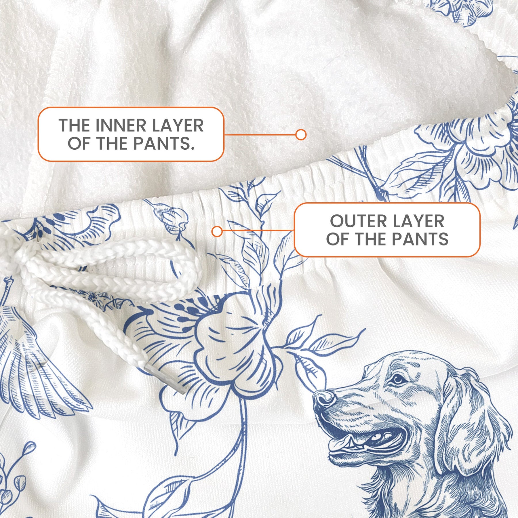 Dog Custom Breeds Toile De Jouy Floral Pattern French Style - Personalized Sweatpants
