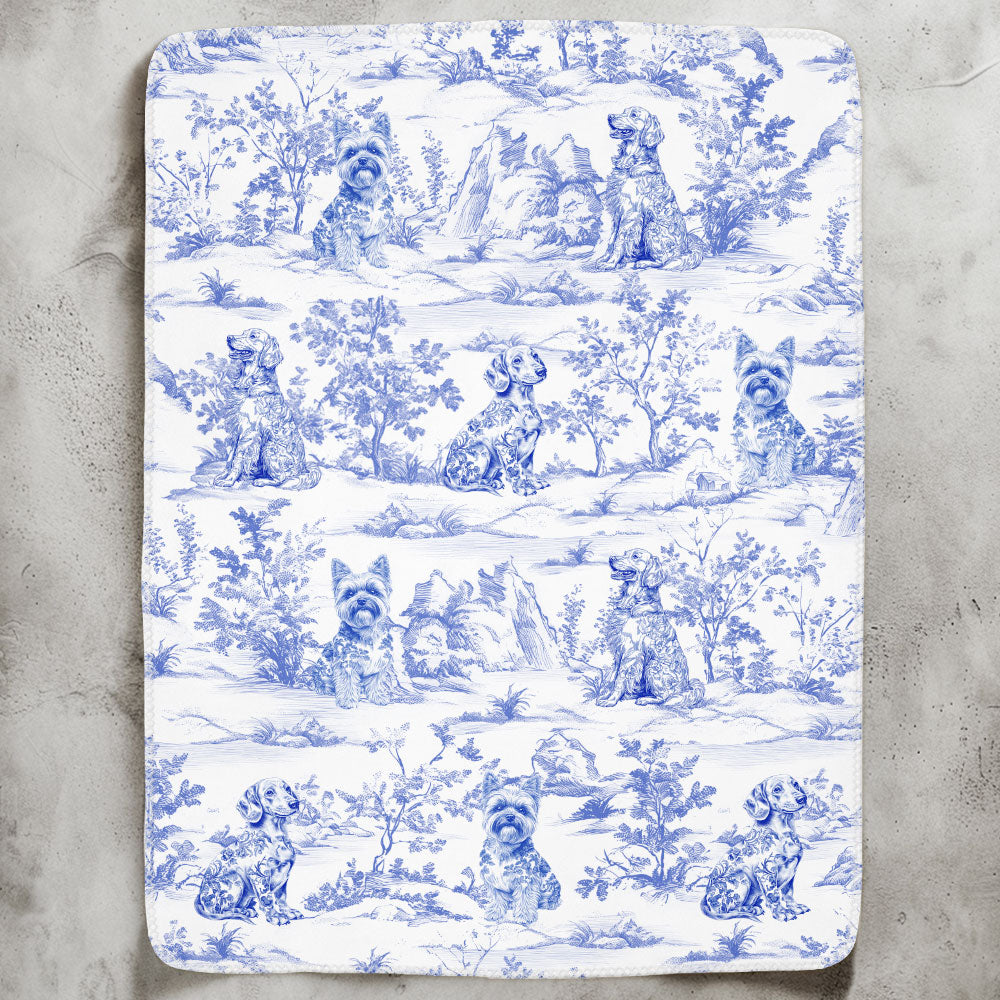 Dog Custom Breeds Toile De Jouy French Style - Personalized Blanket