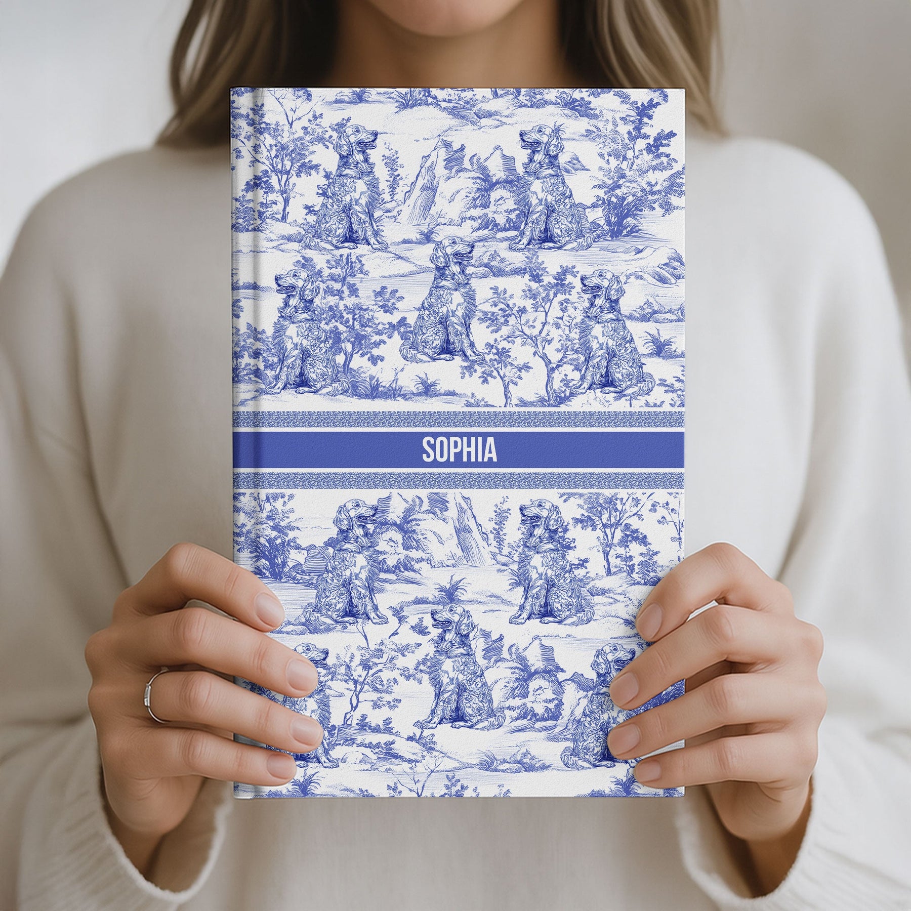Dog Custom Breeds Toile De Jouy - Personalized Hardcover Journal