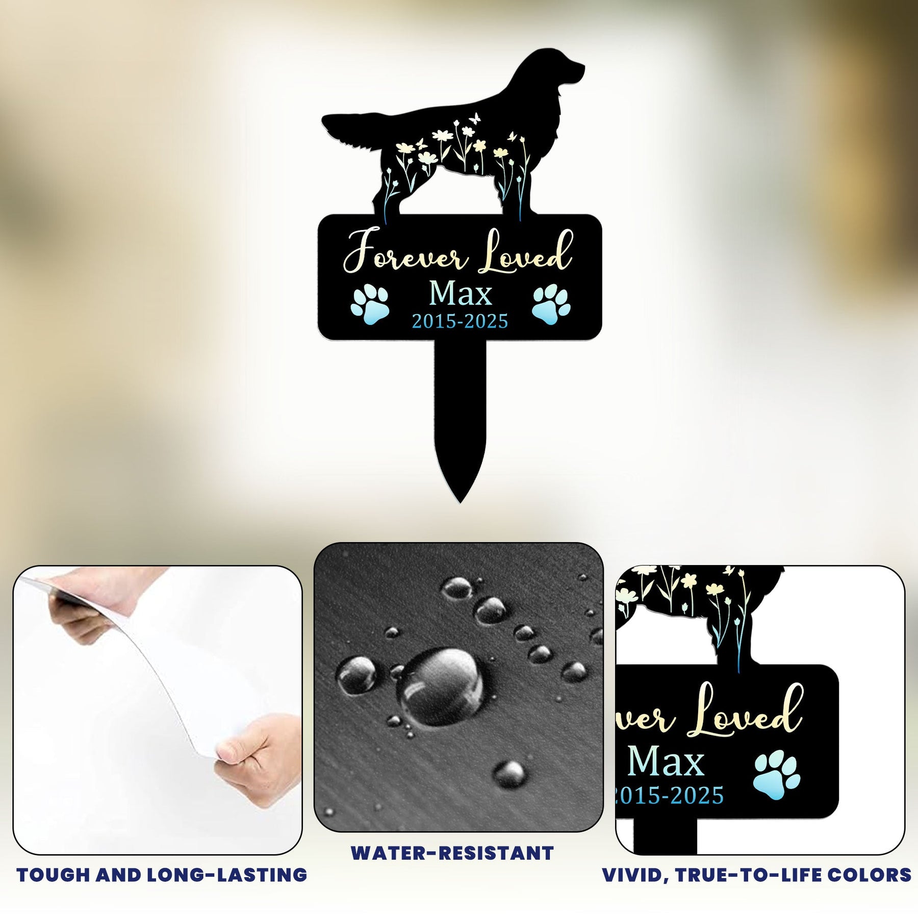 Dog Loss Forever Loved - Personalized Metal Garden Stake