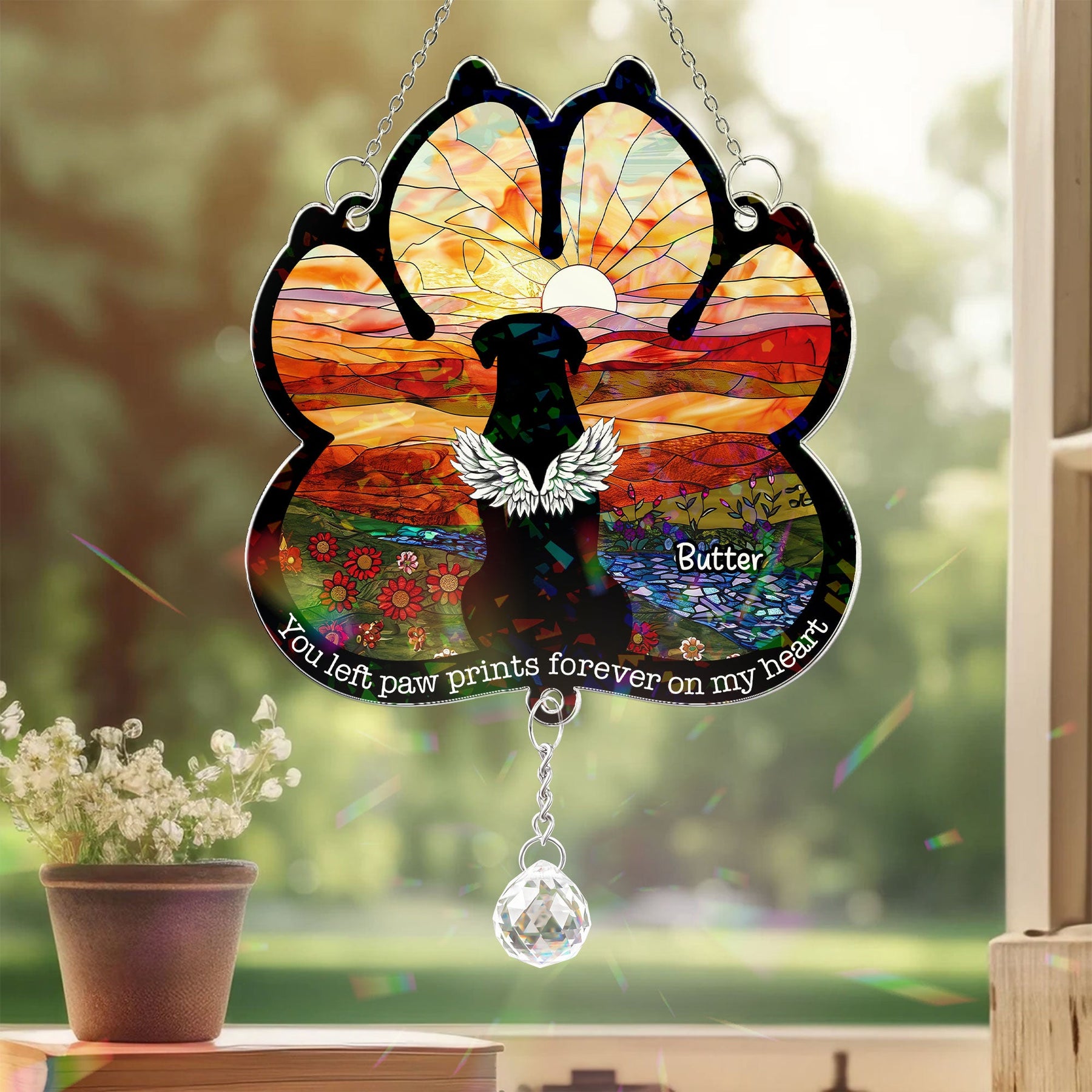 Dog Loss - Personalized Acrylic Suncatcher With Crystal Ball Prism