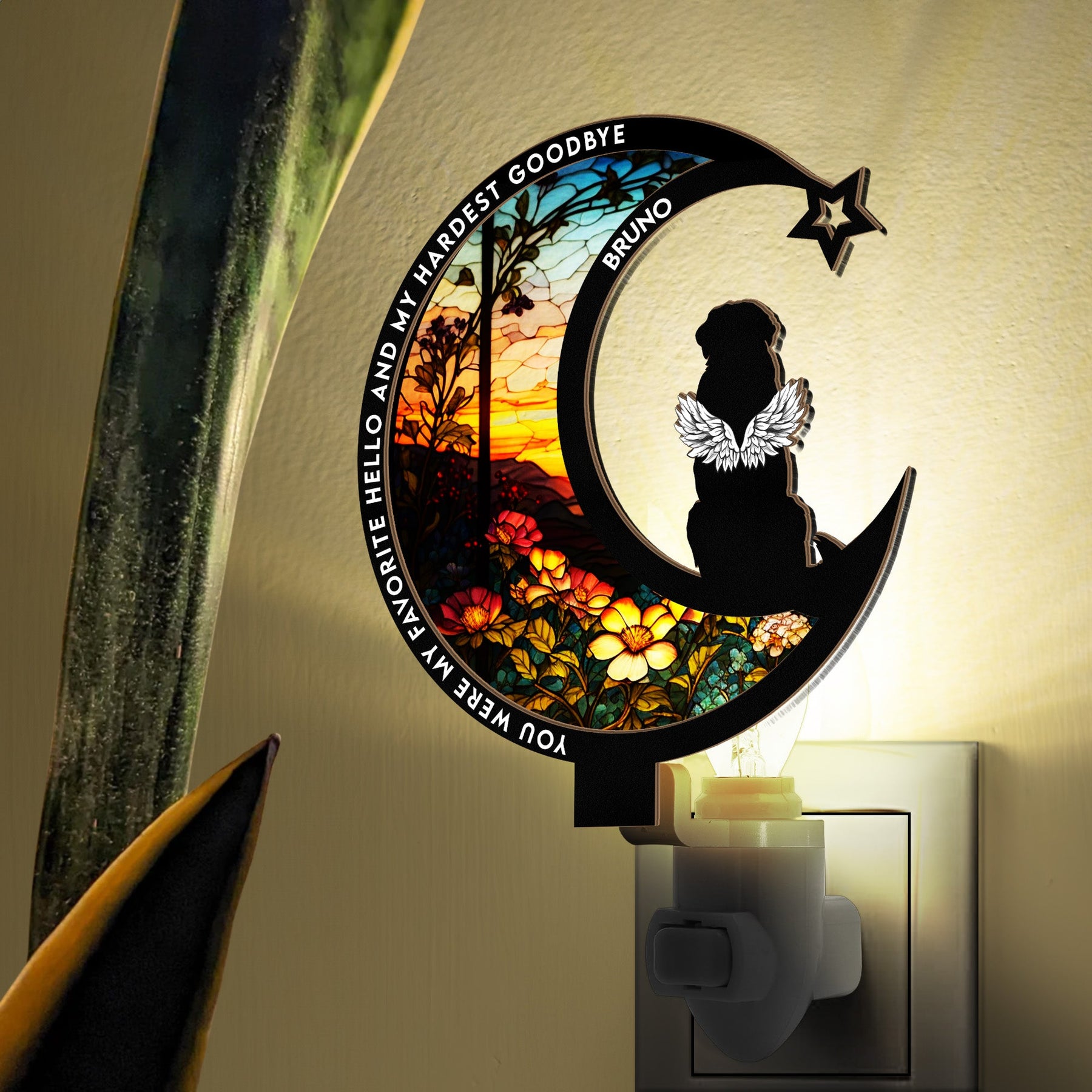 Dog Loss You Were My Favorite Hello - Personalized Wood And Acrylic Night Light