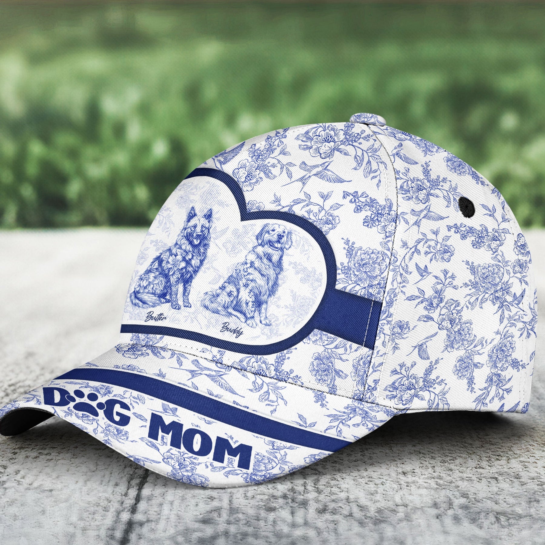 Dog Lover Floral Toile De Jouy Chinoiserie French Style - Personalized Classic Cap