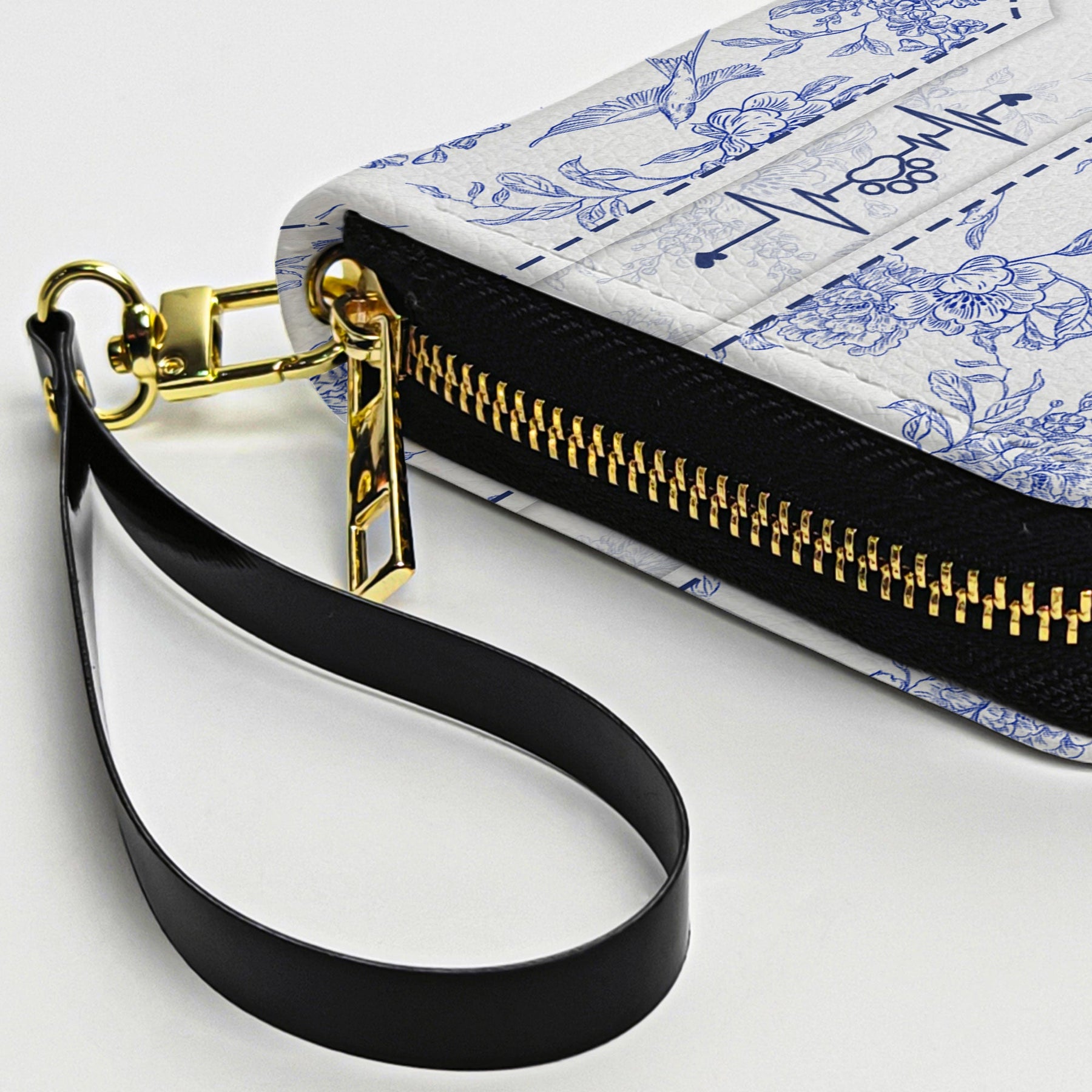 Dog Lover Gift Custom Toile De Jouy French Style - Personalized Leather Long Wallet
