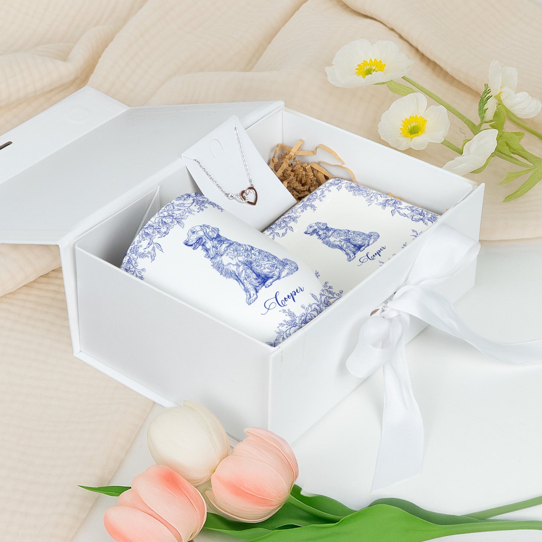 Dog Lover Gift Toile De Jouy French Style - Gift Box Set