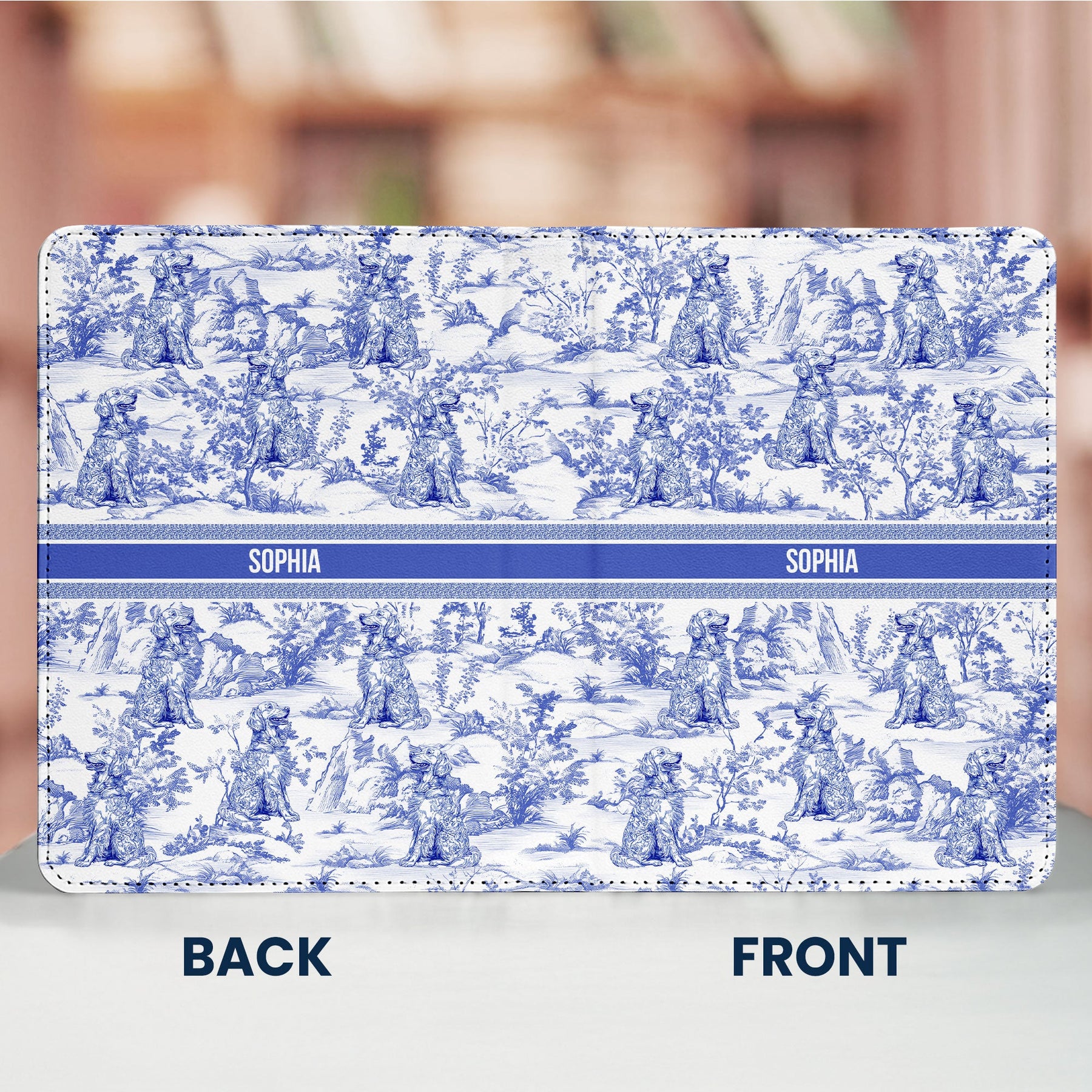 Dog Lover Gift Toile De Jouy Style - Personalized Kindle Paperwhite Case With Stand
