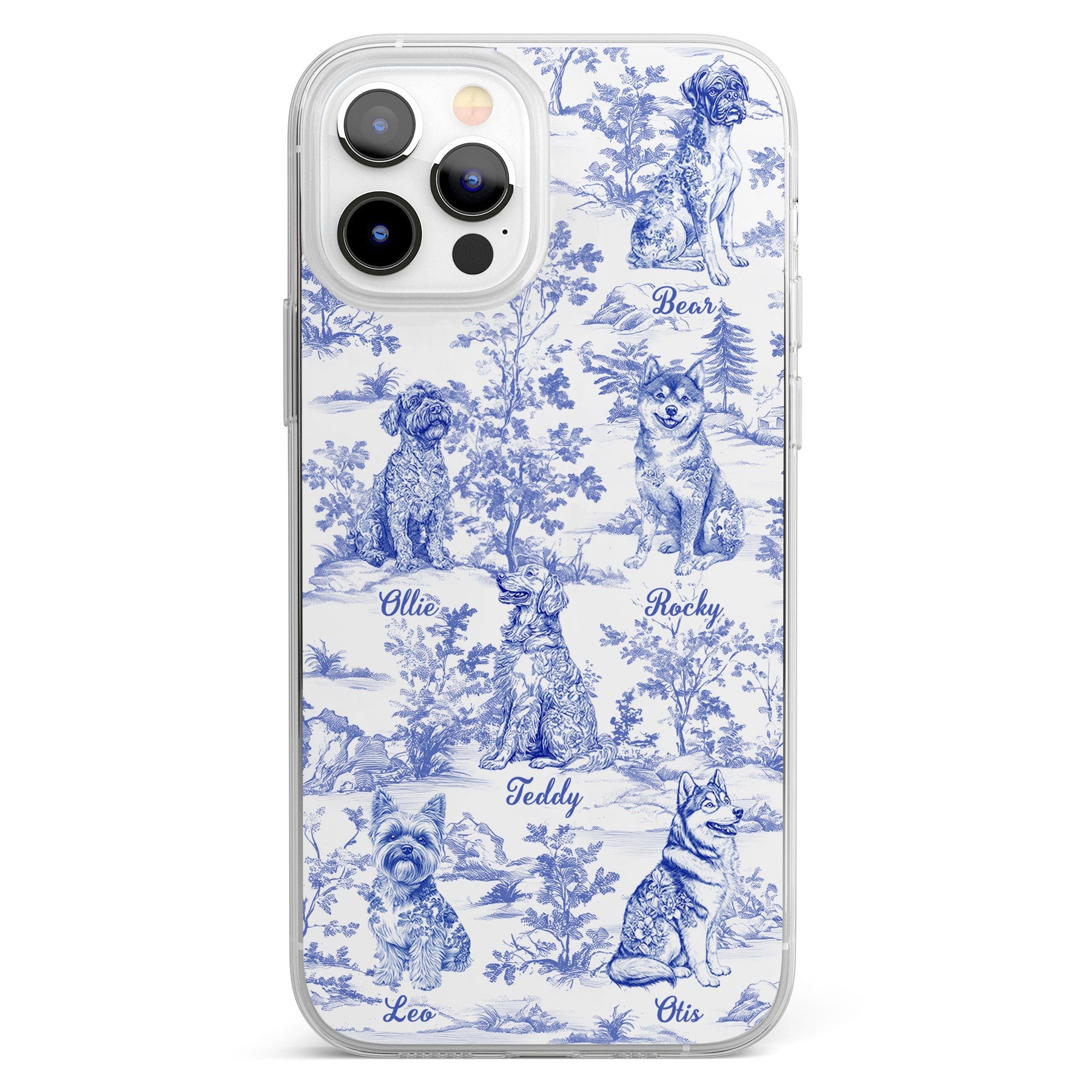 Dog Lover Gifts Toile De Jouy Dog Custom Breeds - Personalized Clear Phone Case