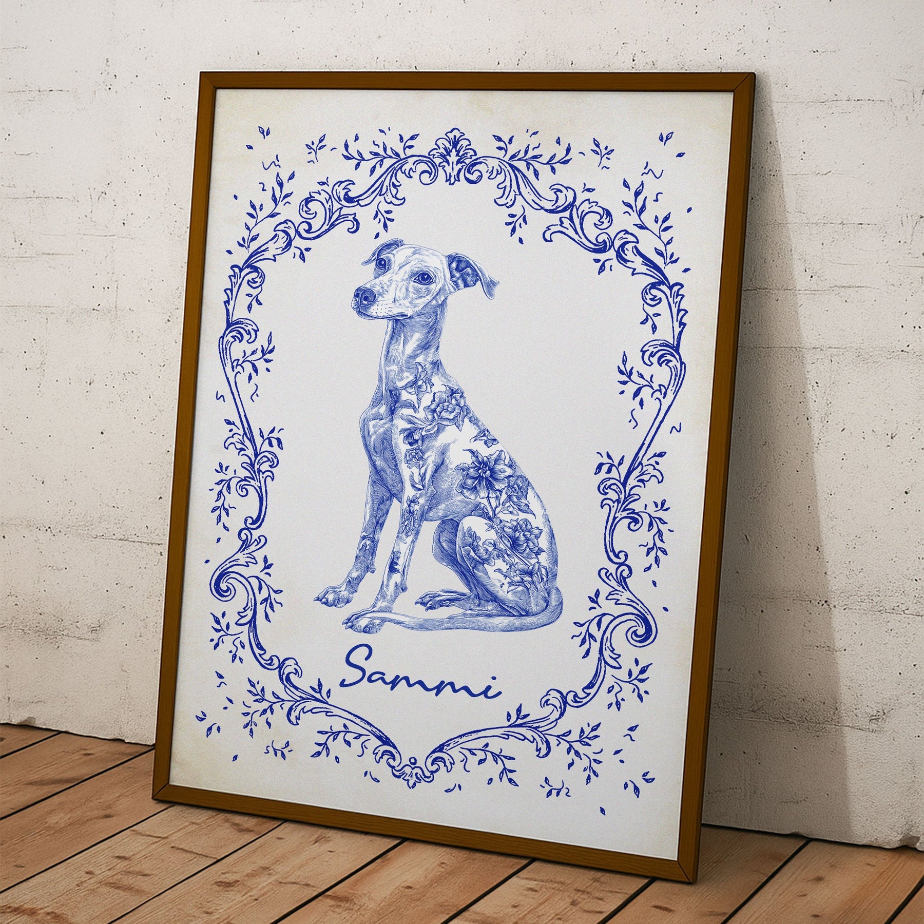 Dog Lover Toile De Jouy Chinoiserie French Frame - Personalized Poster