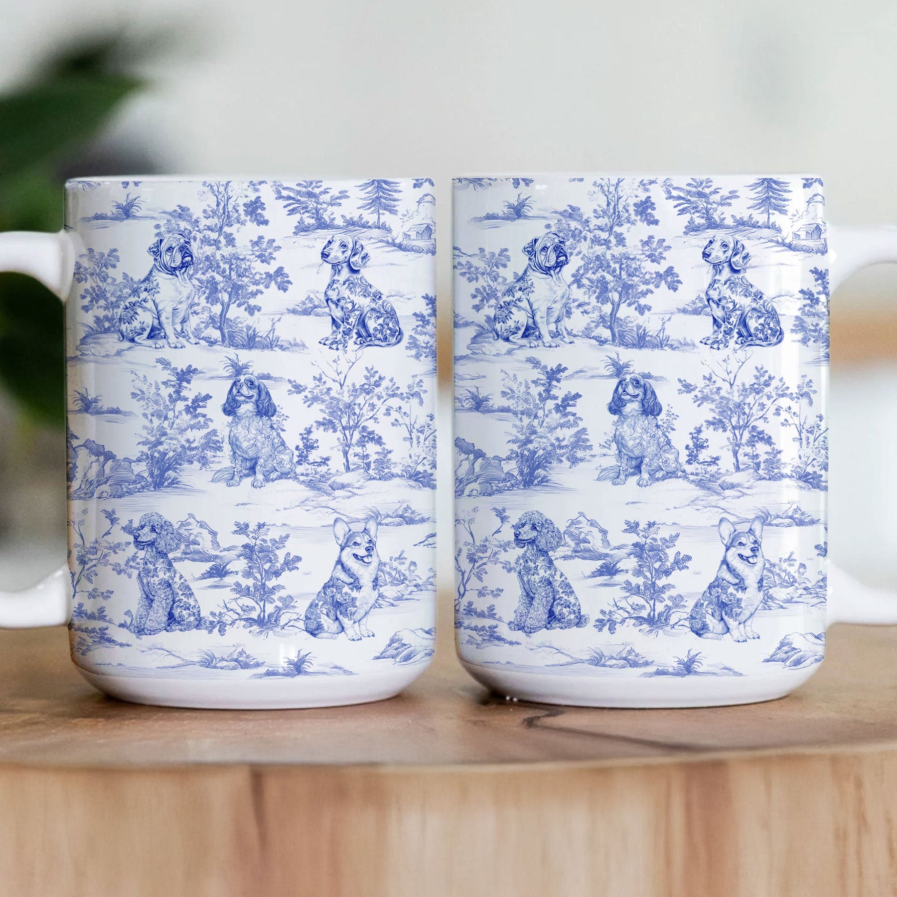 Dog Lover Toile De Jouy French Style - Personalized Mug