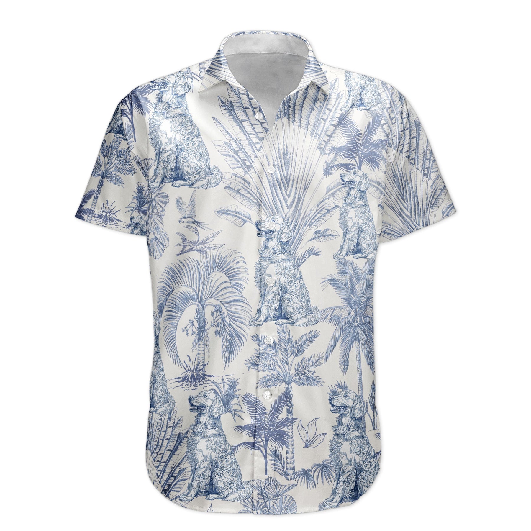 Dog Lovers Toile De Jouy Style Custom Dog Breeds - Personalized Hawaiian Shirt