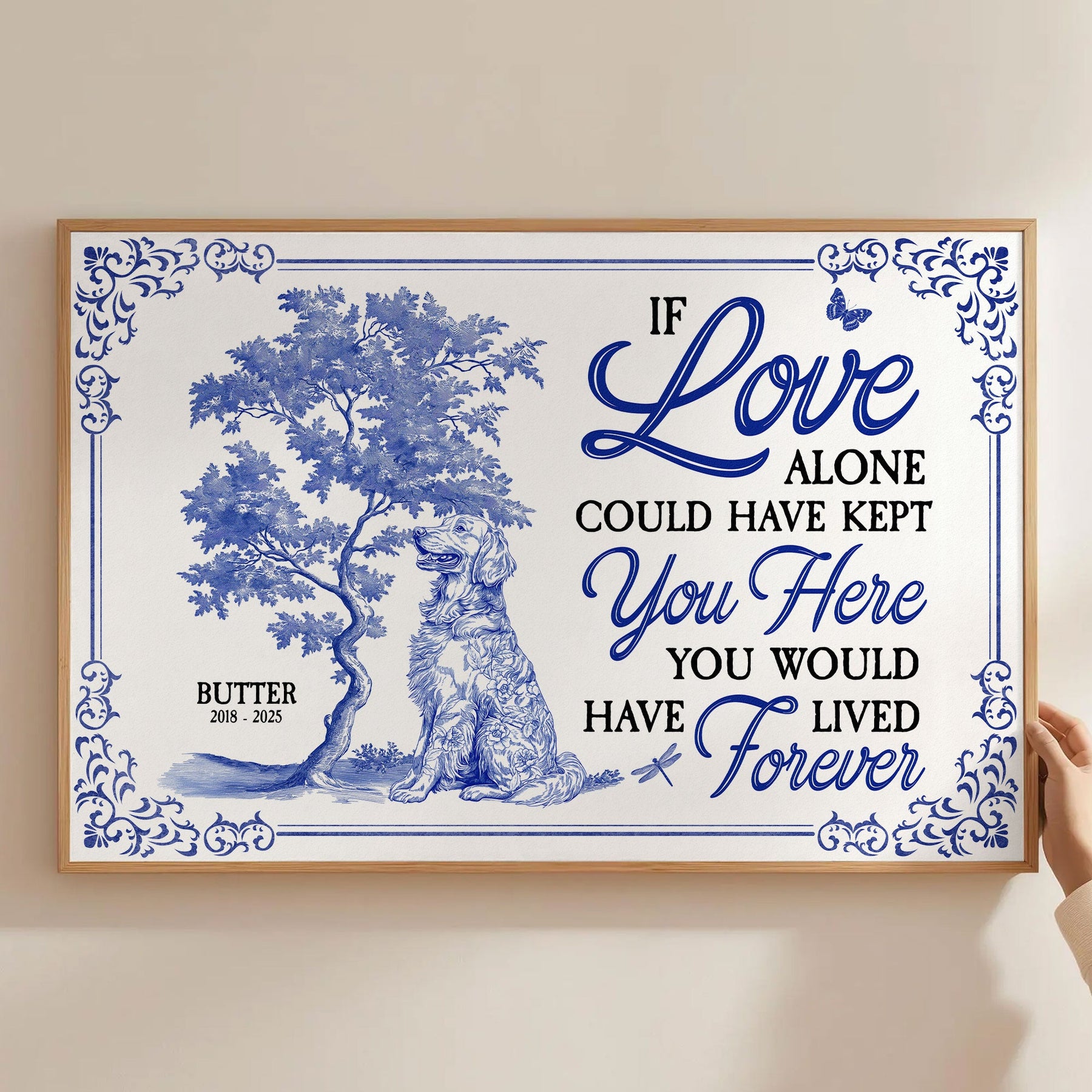 Dog Memorial Toile De Jouy If Love Alone Could Have Kept You - Personalized Poster