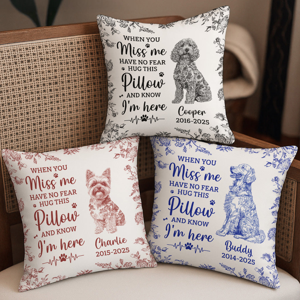 Dog Memorial Toile De Jouy Sympathy Gift - Personalized Pillow (Insert Included)