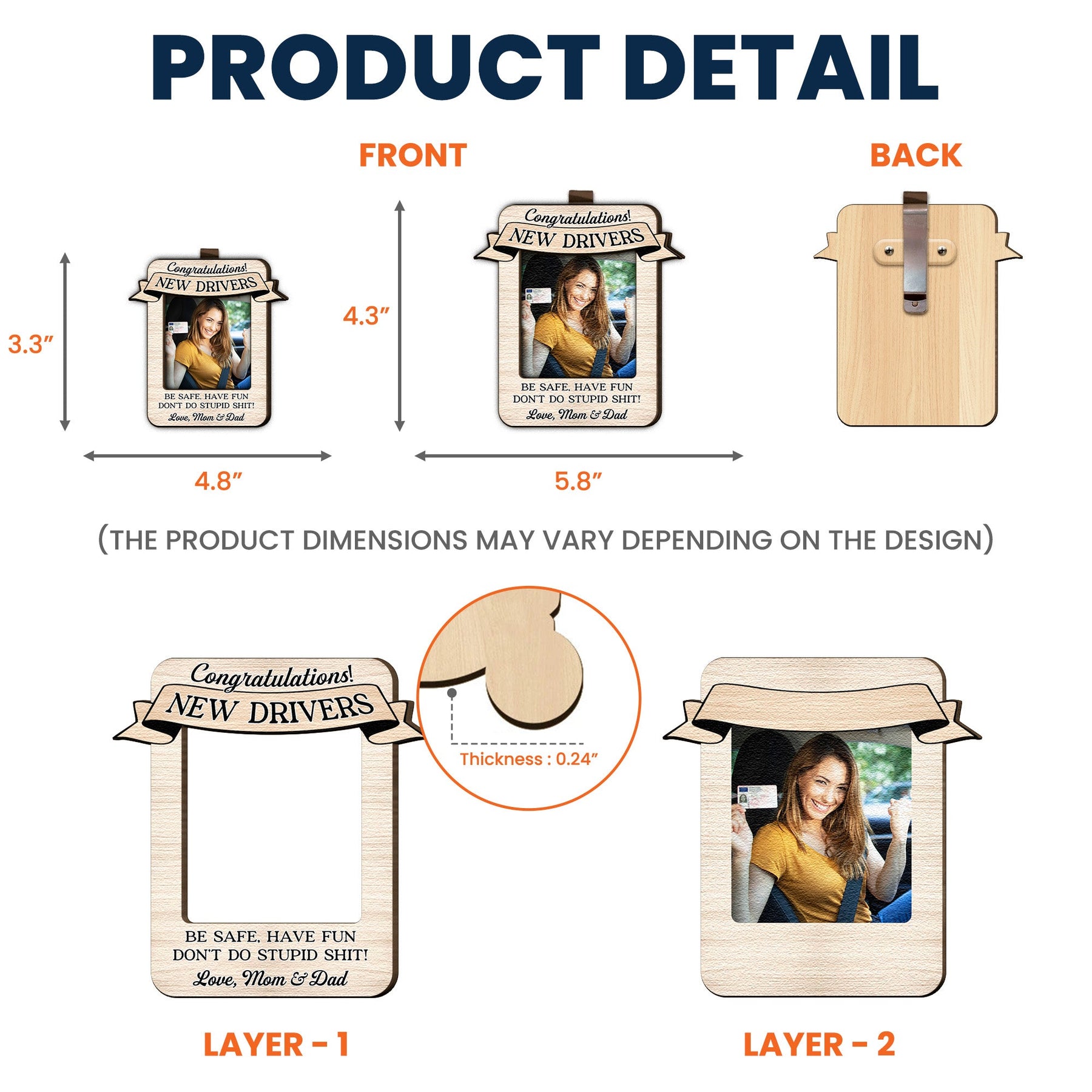 Don't Do Stupid Shit - Personalized Wooden Photo Car Visor Clip