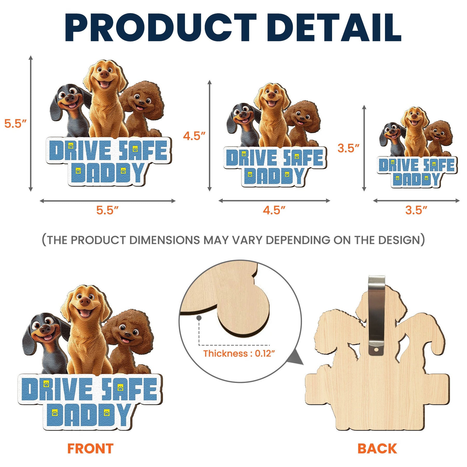 Drive Safe Daddy - Dog Mom, Dog Dad - Personalized Wooden Car Visor Clip