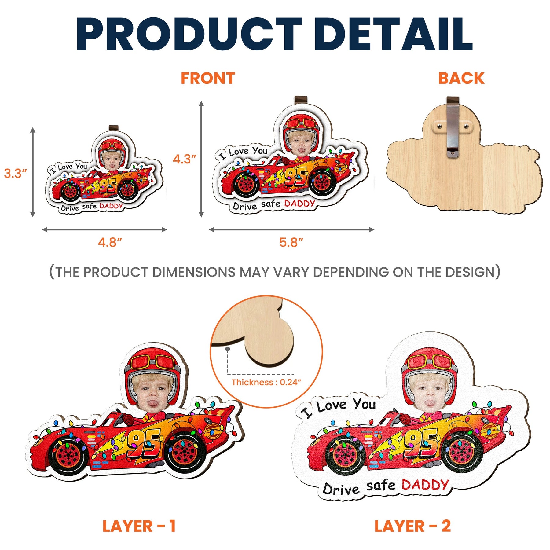 Drive Safe Daddy I Love You - Personalized Wooden Photo Car Visor Clip