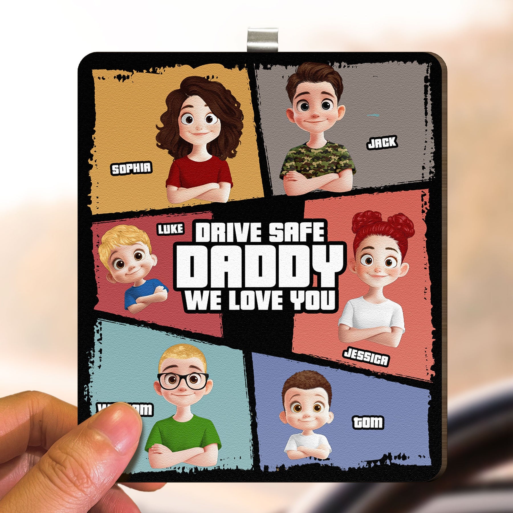 Drive Safe Daddy We Love You - Personalized Wooden Car Visor Clip