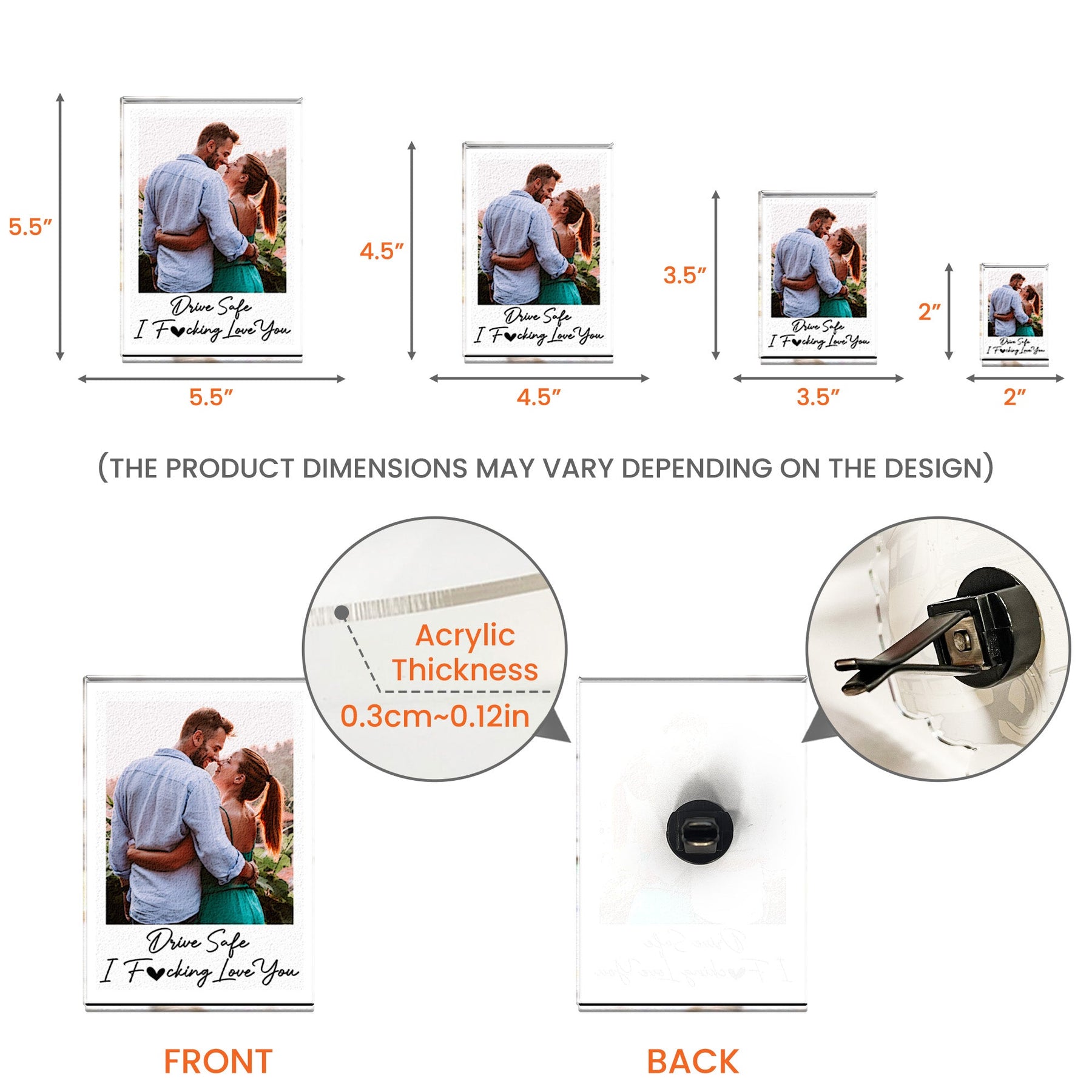 Drive Safe I Fcking Love You - Personalized Photo Acrylic Car Vent Clip