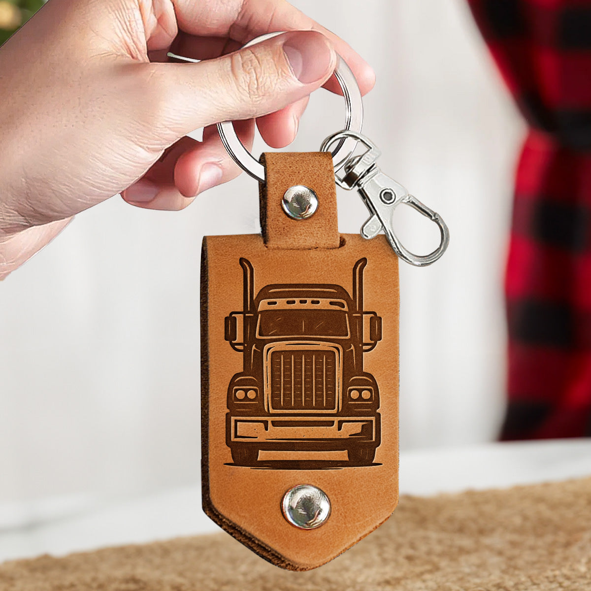 Drive Safe I Trucking Love You - Personalized Leather Photo Keychain