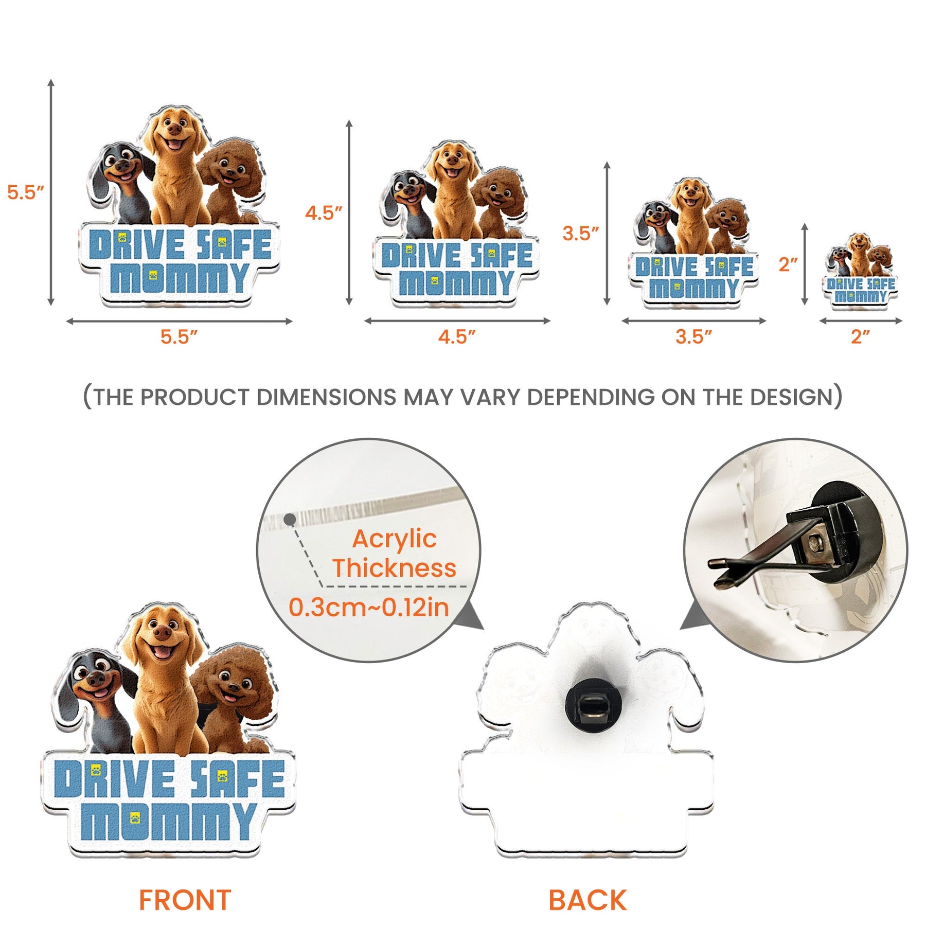 Drive Safe Mommy - Dog Mom, Dog Dad - Personalized Acrylic Car Vent Clip