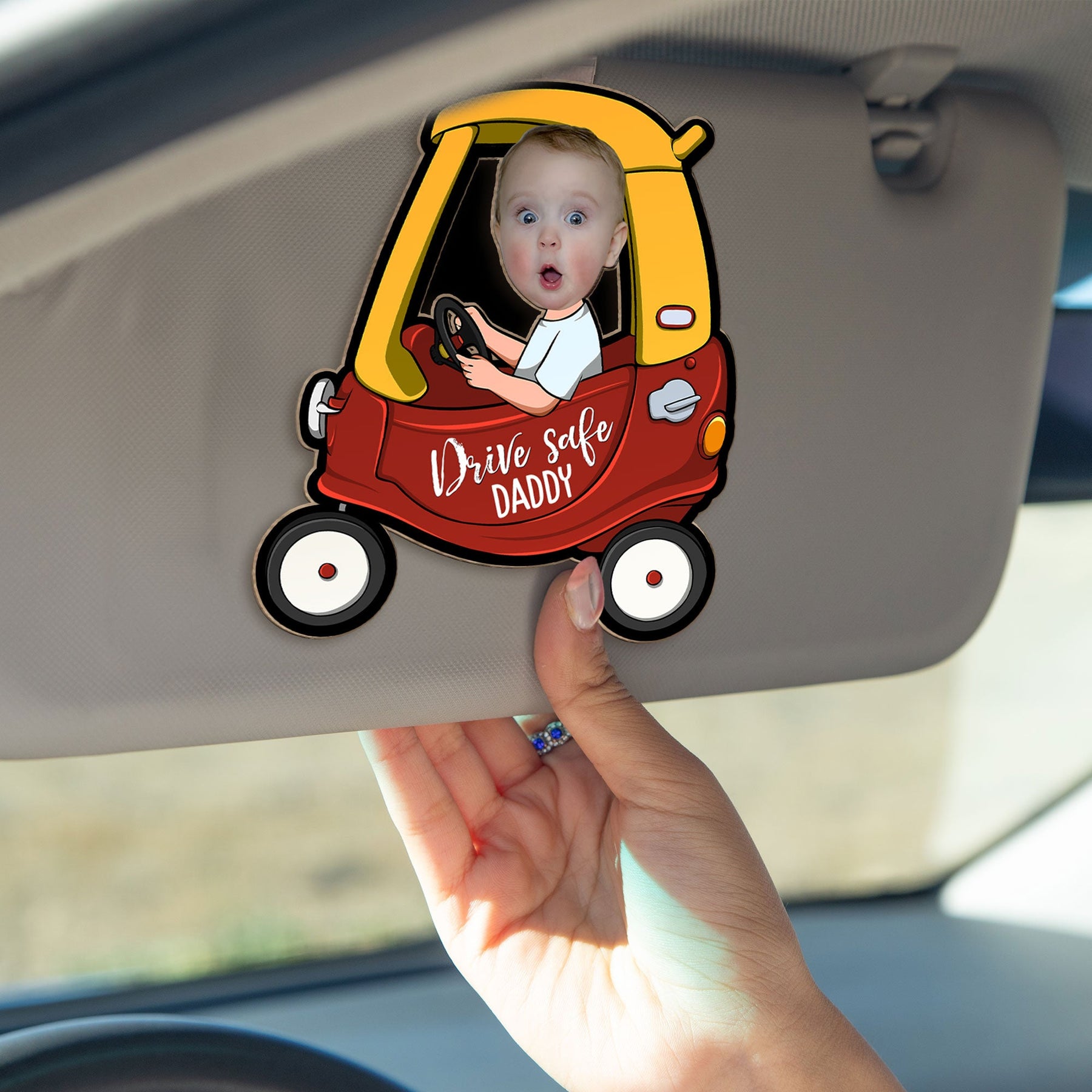 Drive Safe Reminder - Personalized Wooden Photo Car Visor Clip