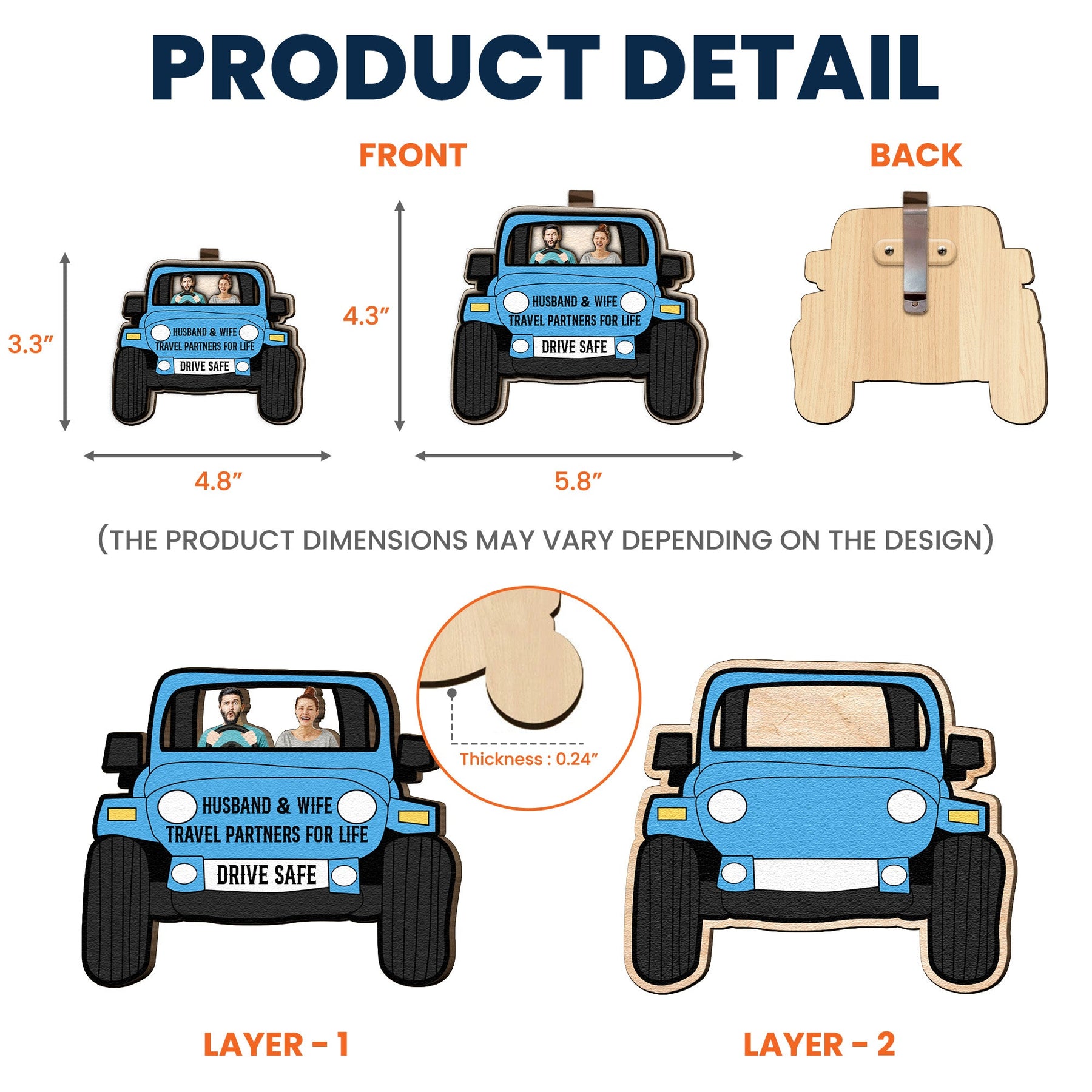 Drive Safe Travel Lovers - Personalized Wooden Photo Car Visor Clip