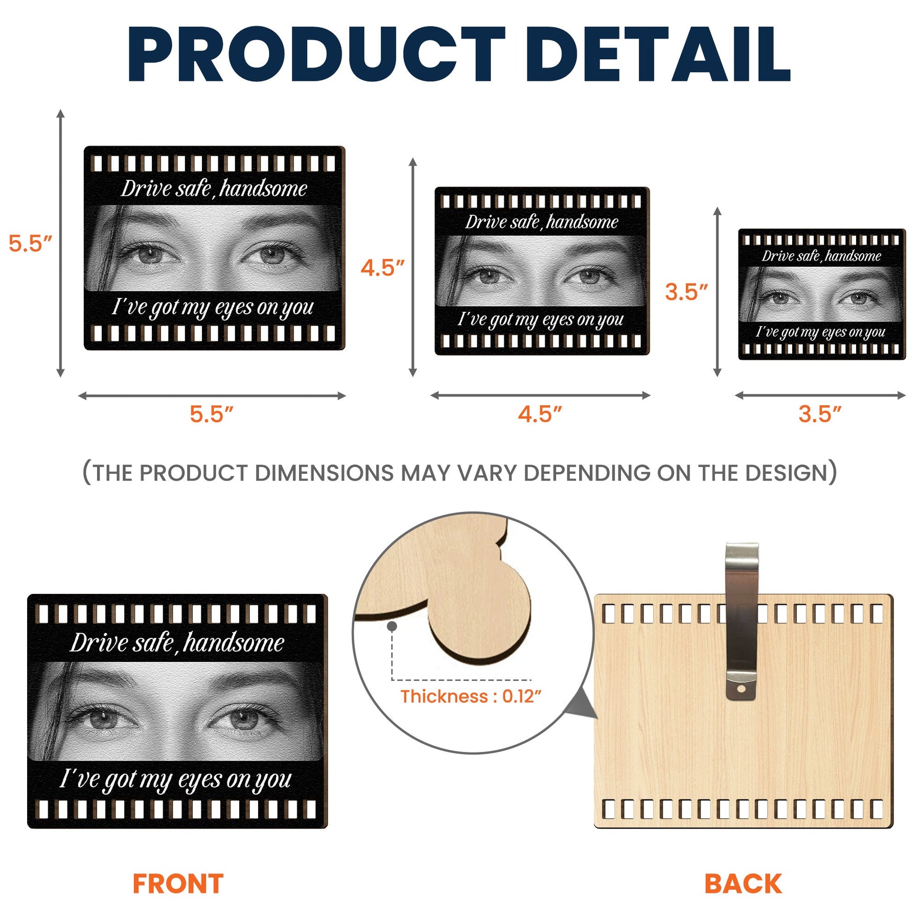 Drive Safe, Handsome. I’m Watching You - Personalized Wooden Photo Car Visor Clip