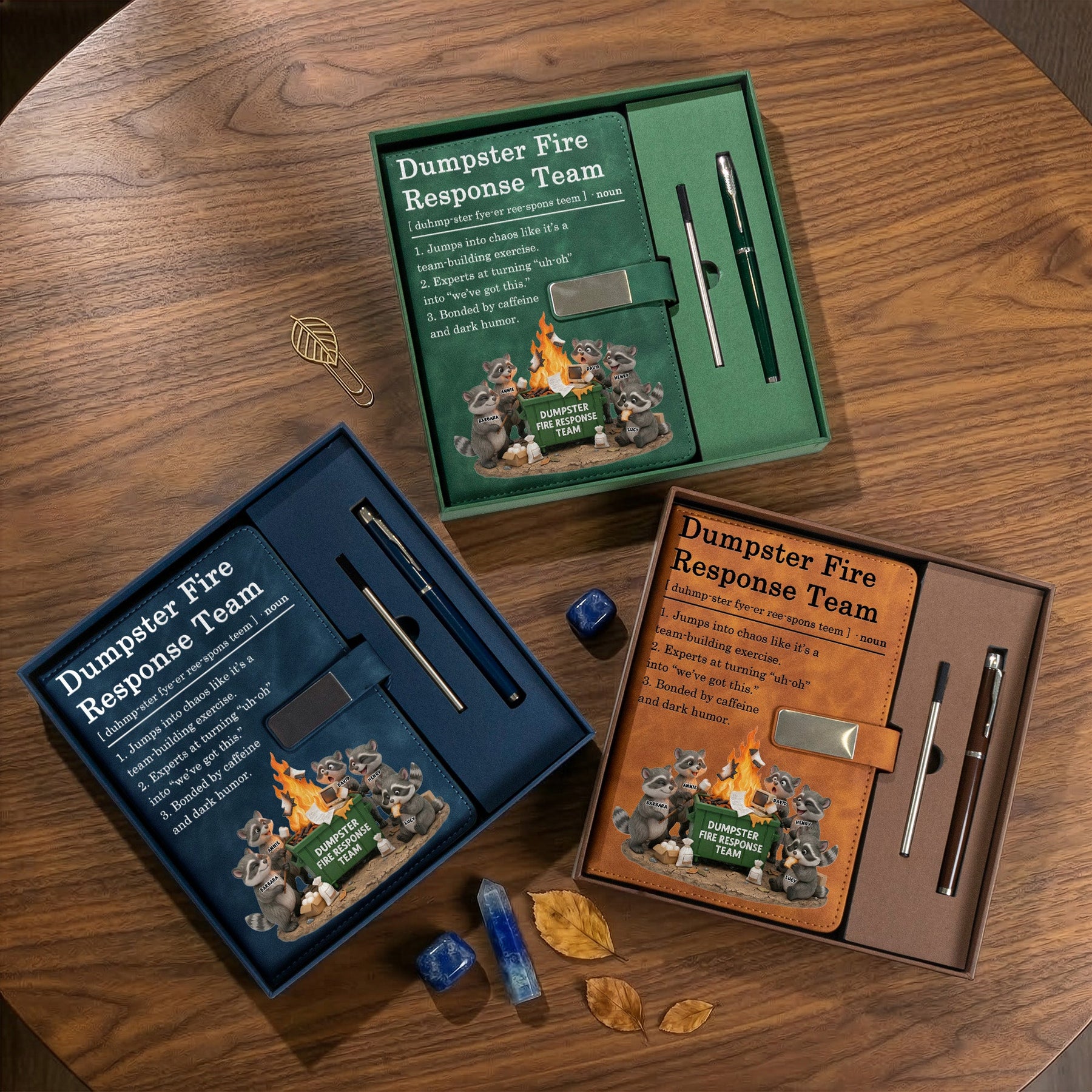 Dumpster On Fire Response Team - Funny Gift For Coworkers Team - Personalized Notebook Set