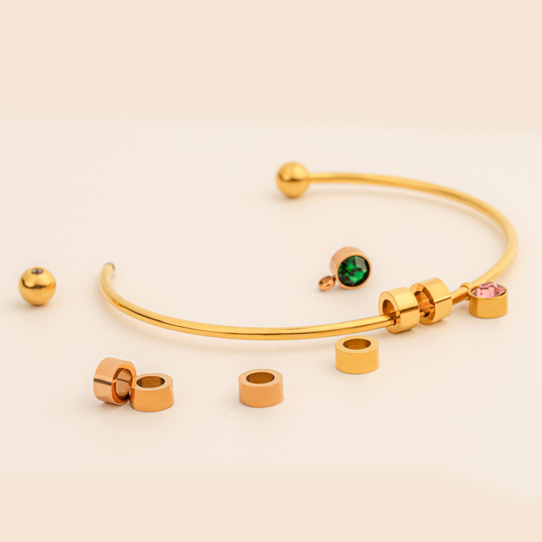 Graduation Gift - Personalized Engravable Bead Name Cuff Bracelet With Birthstone