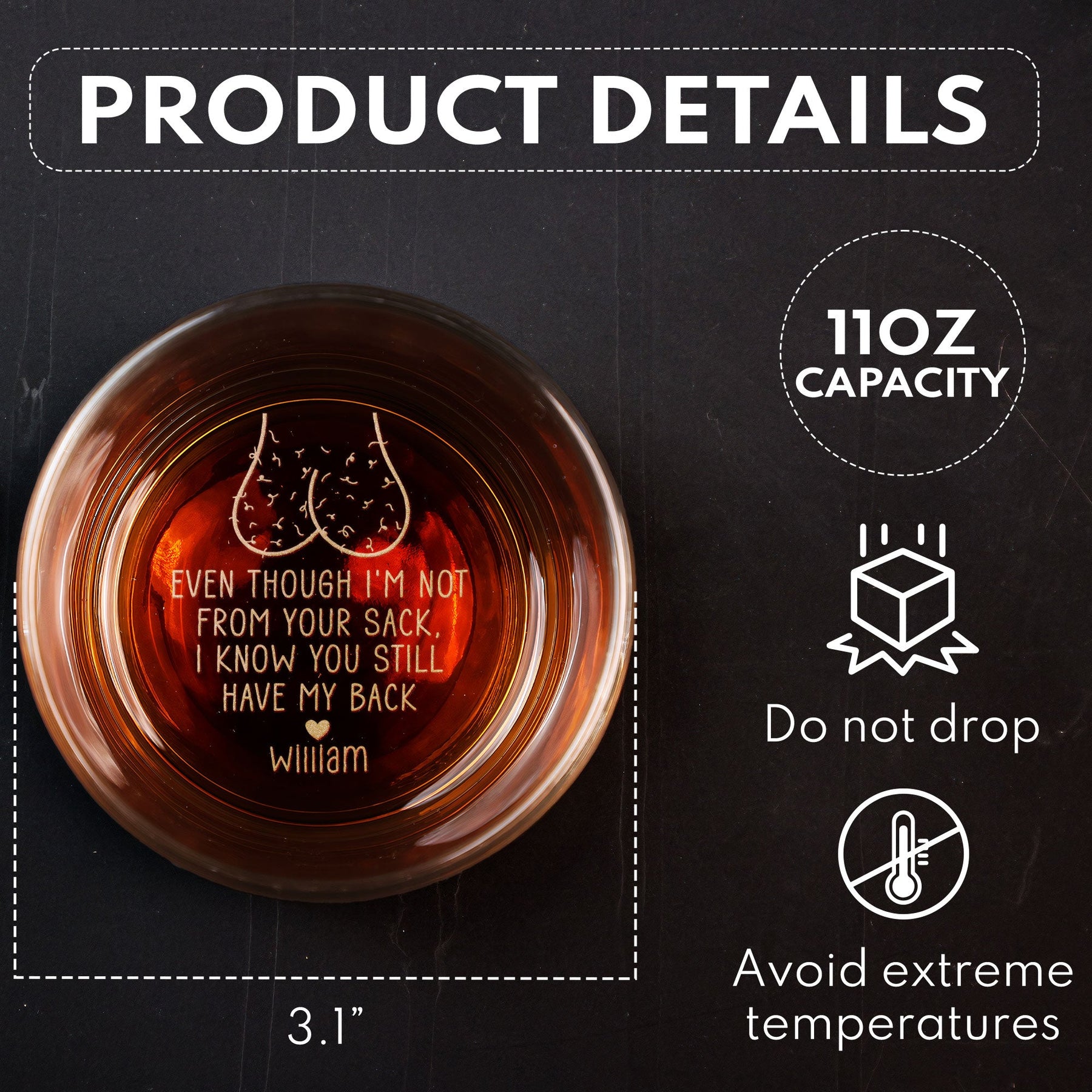 Even Though I'm Not From Your Sack - Personalized Engraved Whiskey Glass