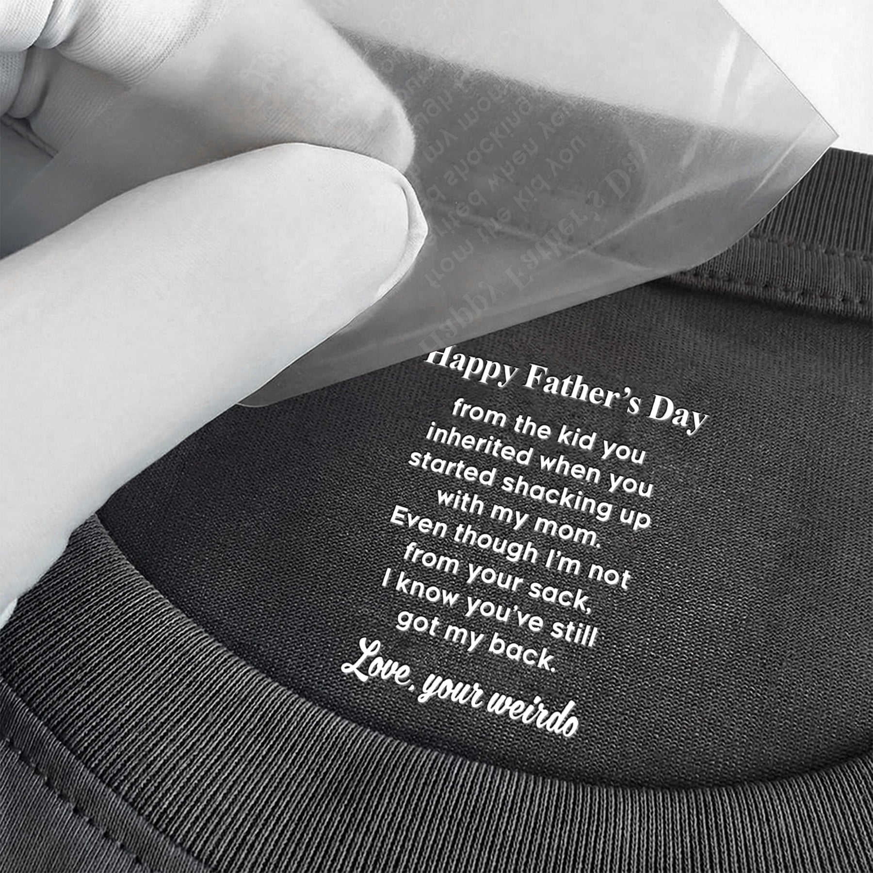 Even Though I’m Not From Your Sack - Fun Father's Day Hidden Message Gift For Step Father Dad - Personalized Shirt