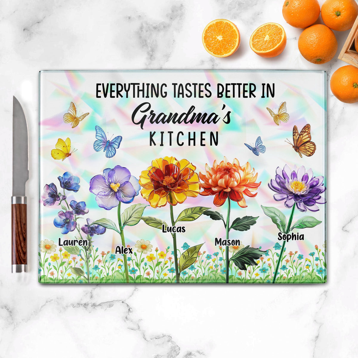 Everything Tastes Better In Mom’s Kitchen, Grandma's Kitchen - Personalized Cutting Board