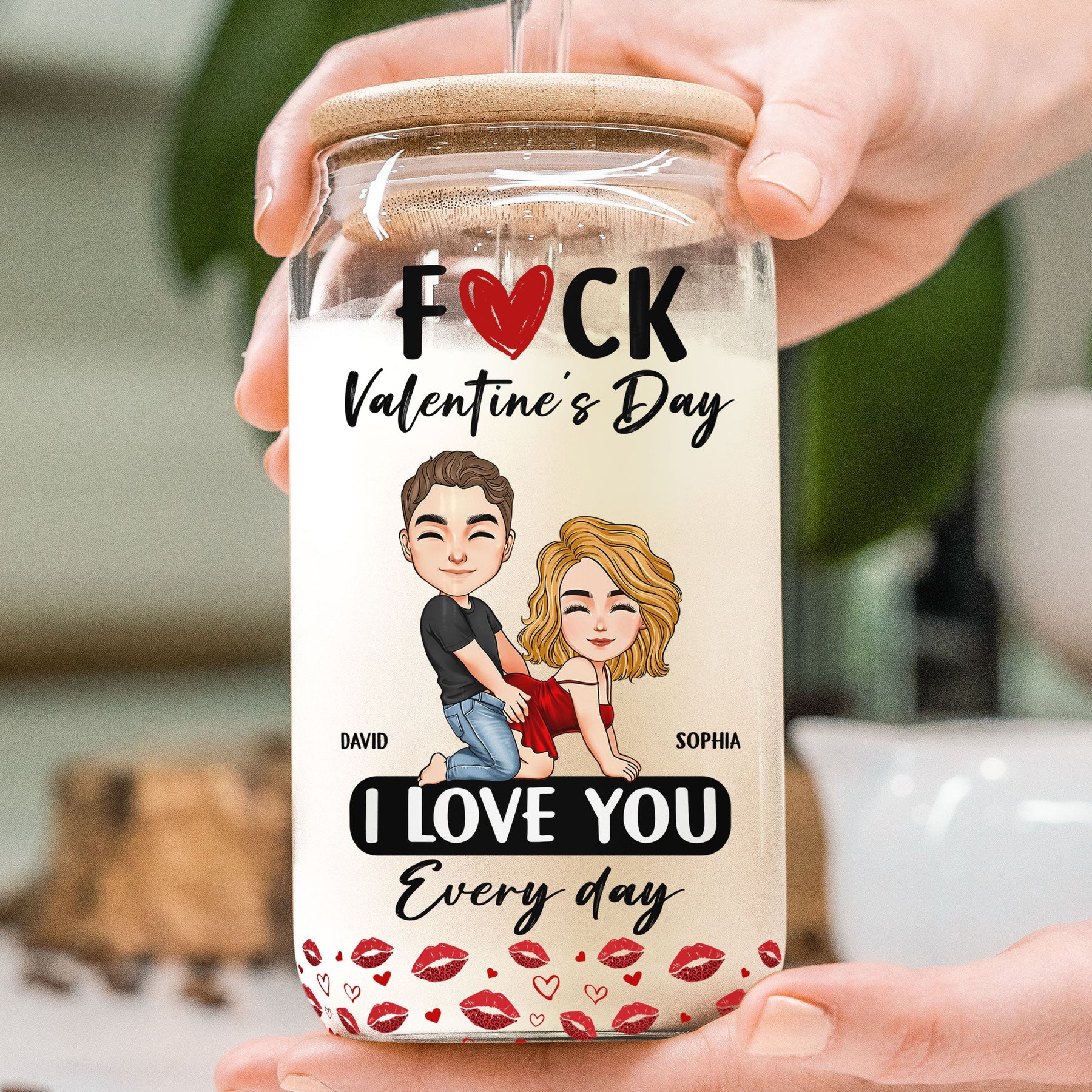 F Valentine's Day I Love You Every Day - Spicy Gifts For Her - Personalized Clear Glass Cup