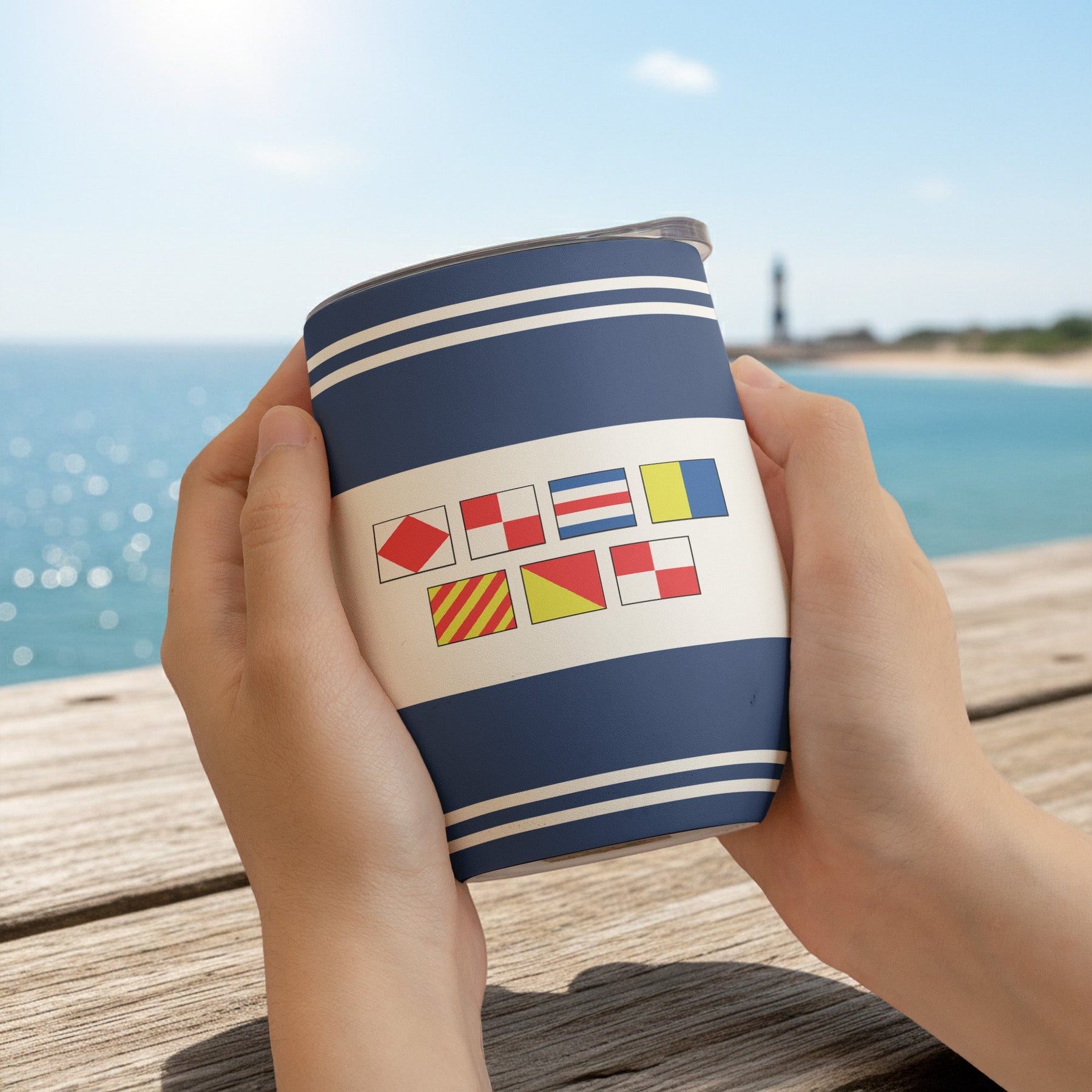 F()Ck You, F()Ck Off In Nautical Flag - Personalized Wine Tumbler