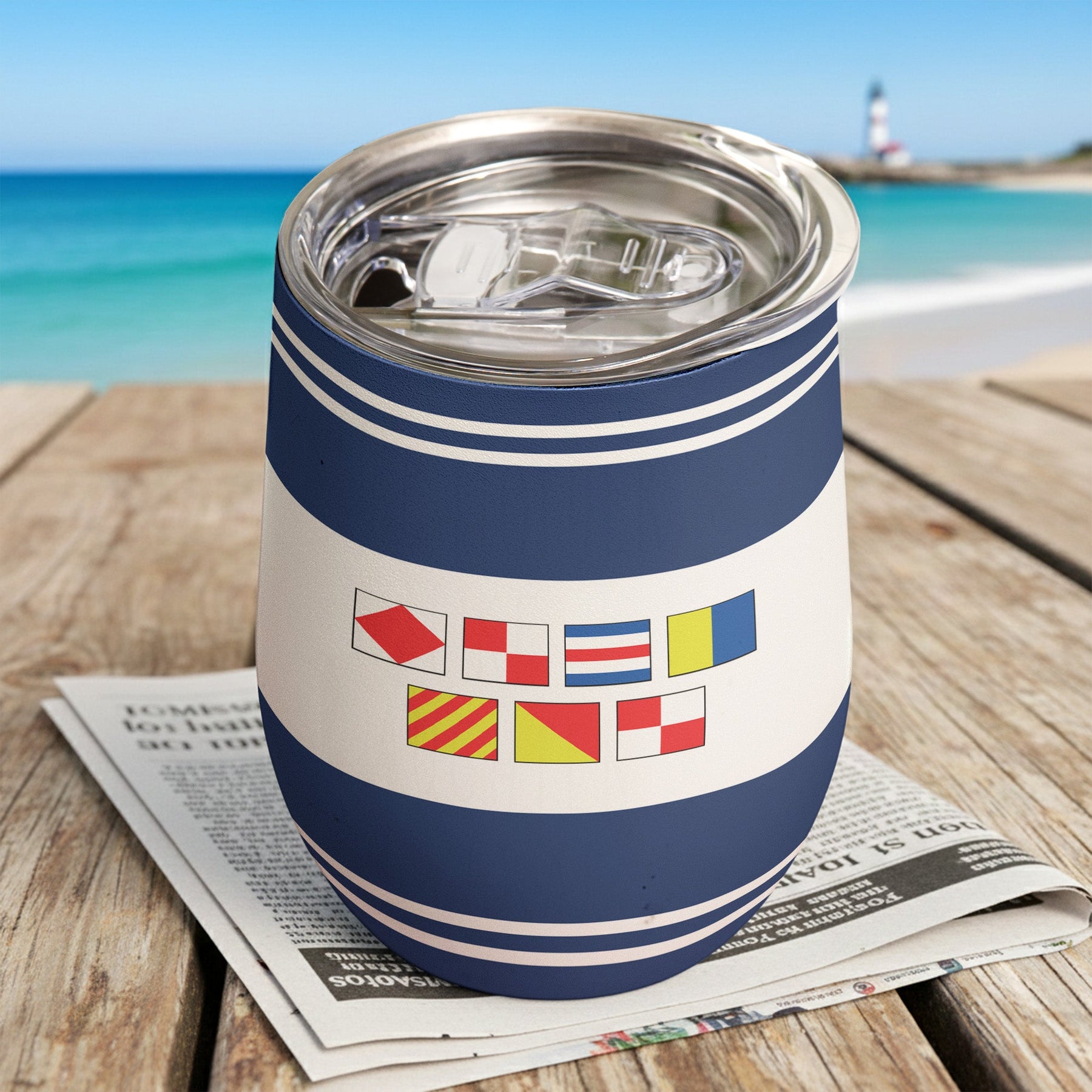 F()Ck You, F()Ck Off In Nautical Flag - Personalized Wine Tumbler