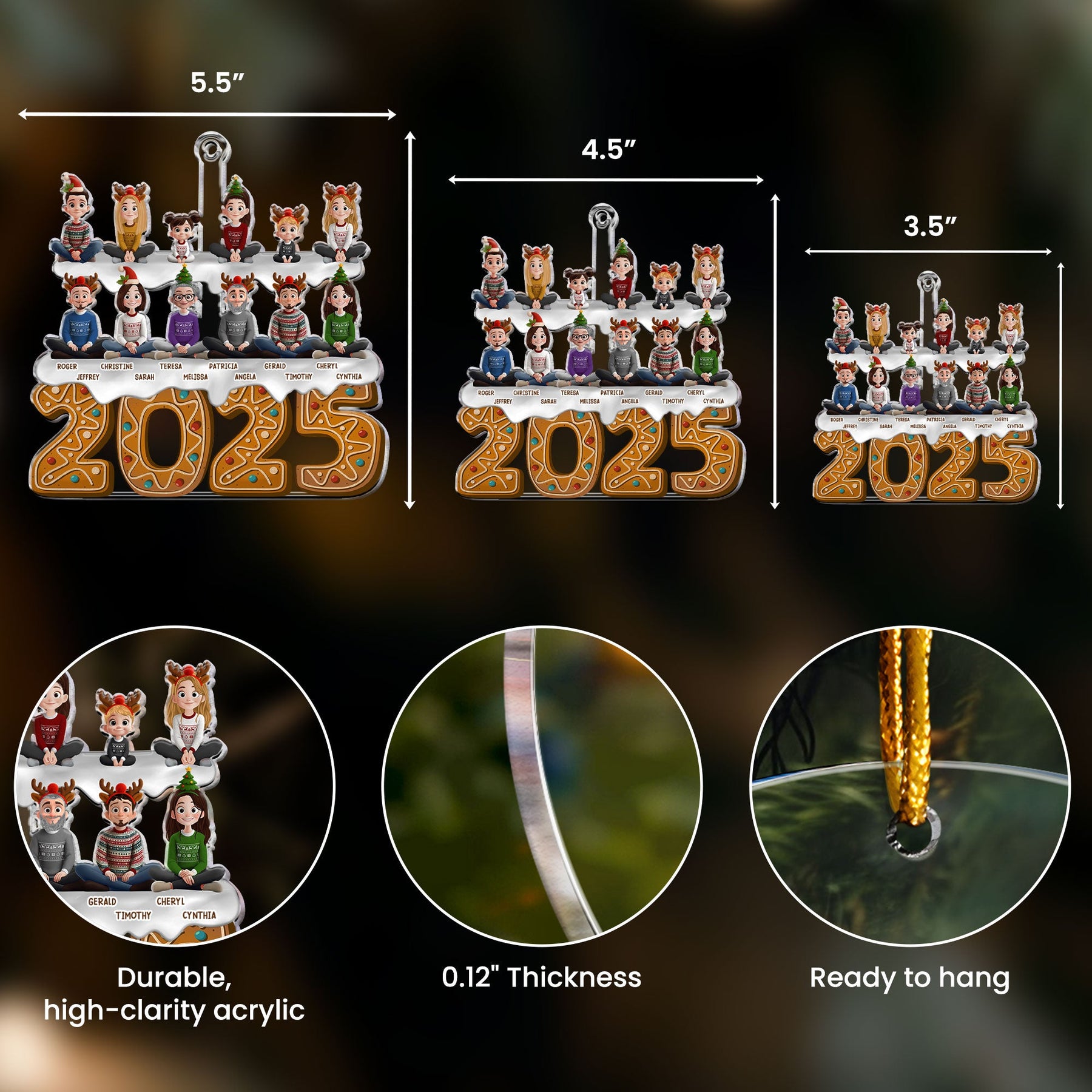 Family 2026 (Up To 12) Christmas Ornament, Family Ornament - Personalized Acrylic Ornament
