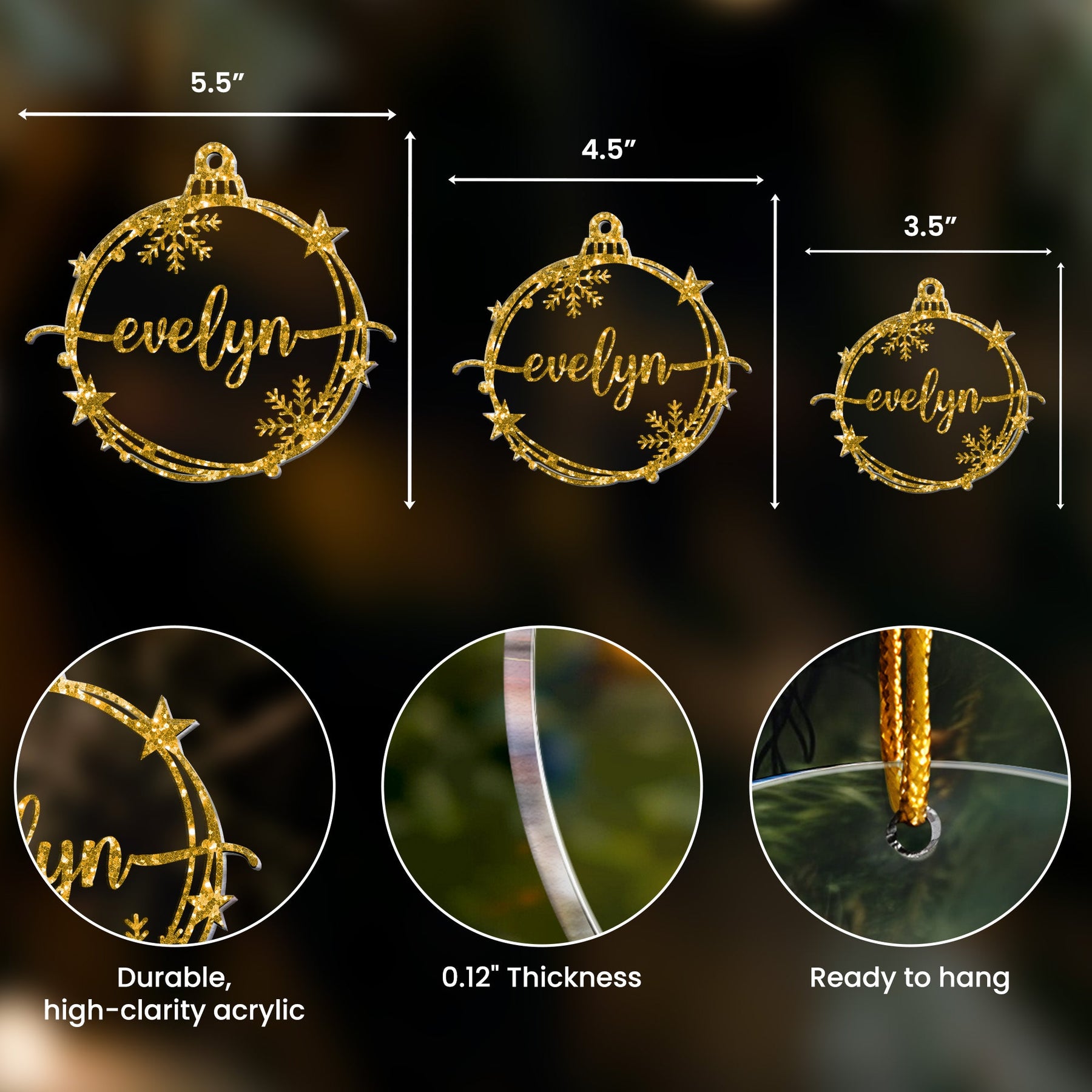 Family Christmas Ornament With Name Xmas Baubles - Personalized Acrylic Ornament