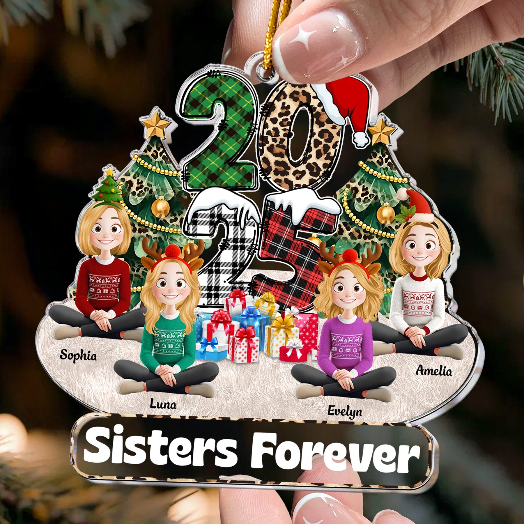 Family Couple Friends Sitting 2026 Cartoon Version - Personalized Acrylic Ornament