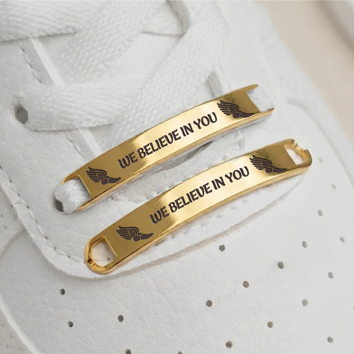 Family Motivational Message For Marathon, Runner, Sport - Personalized Engraved Metal Shoe Tags