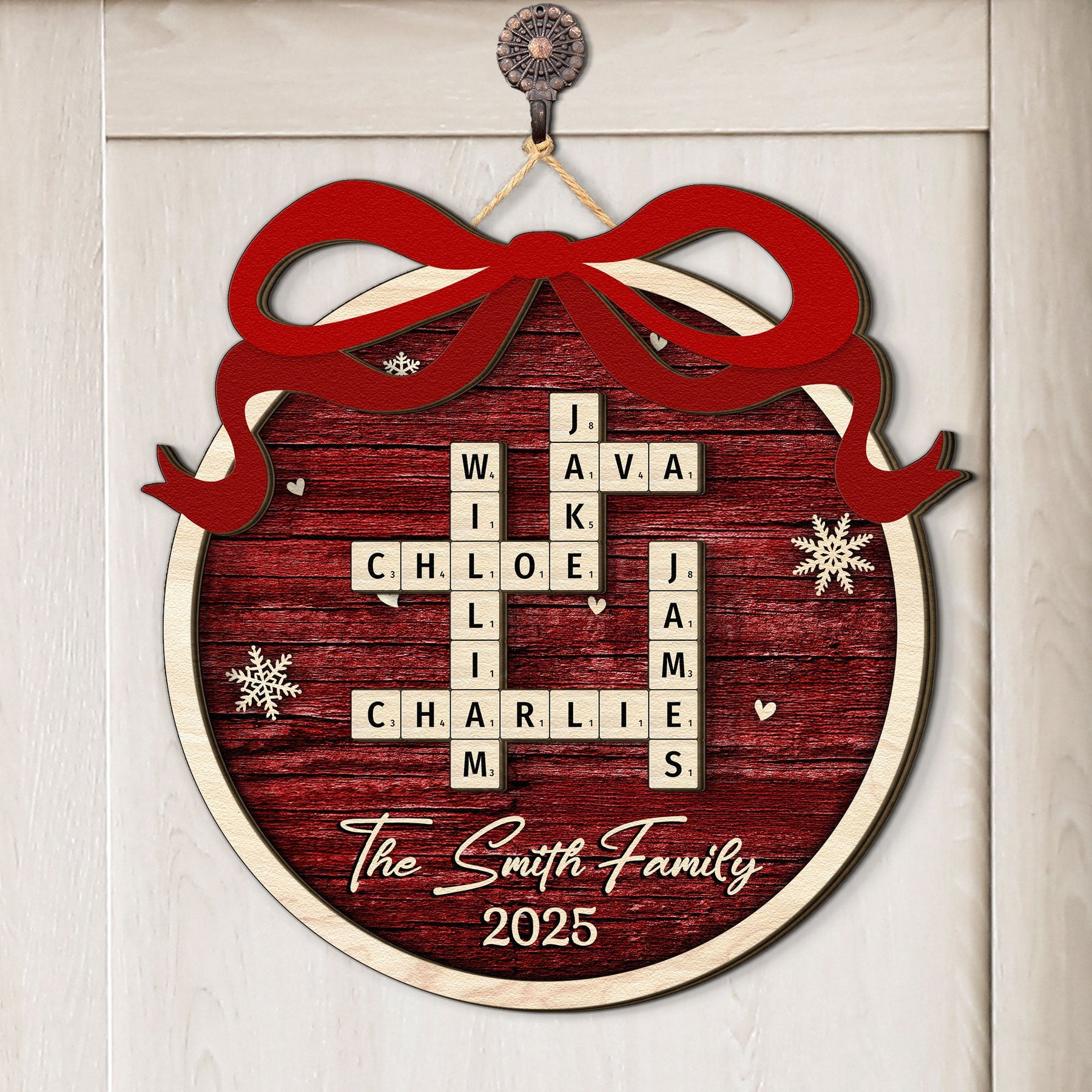 Family Name Scrabble Christmas - Personalized 2 Layers Wood Sign