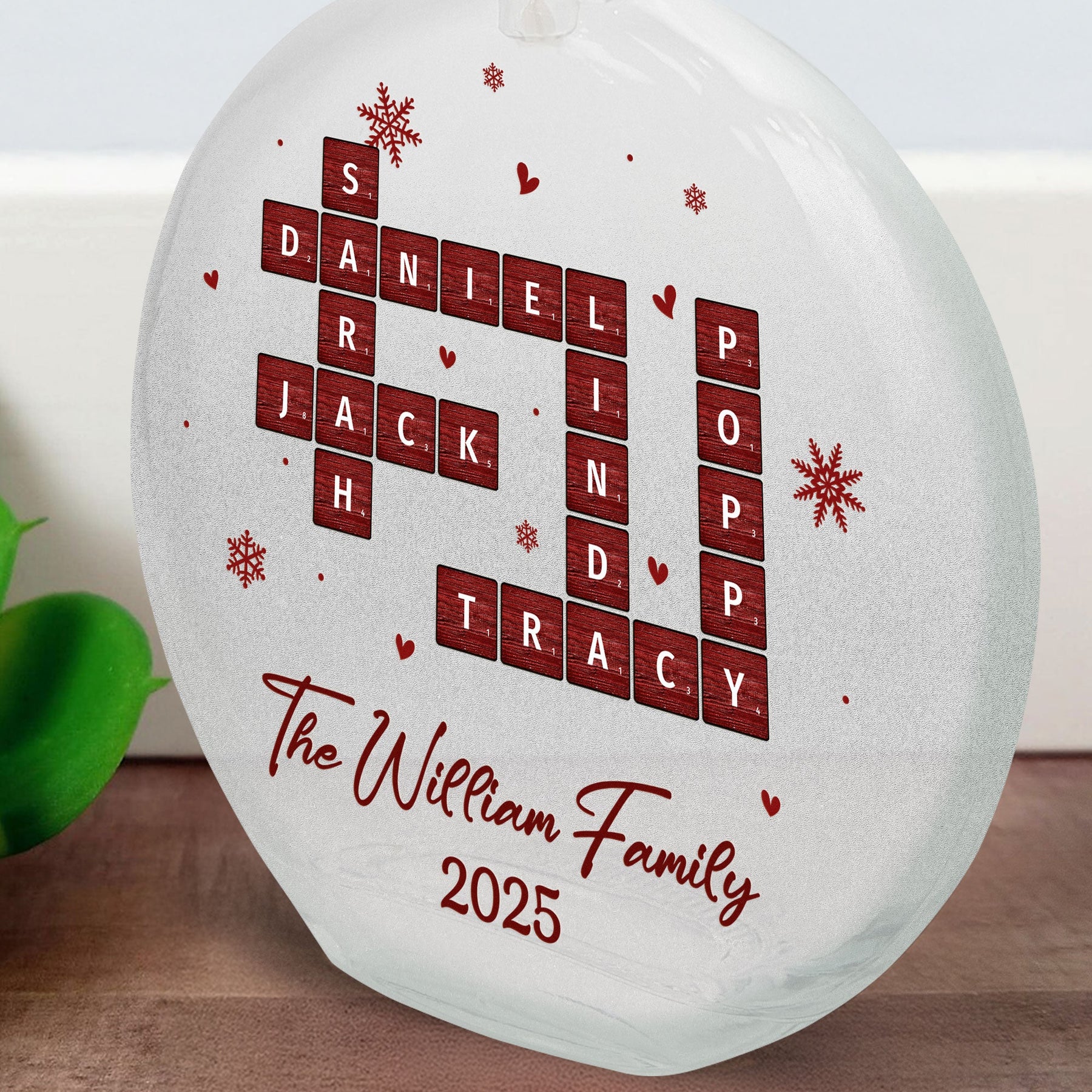 Family Name Scrabble - Personalized Round Flat Bottle Light