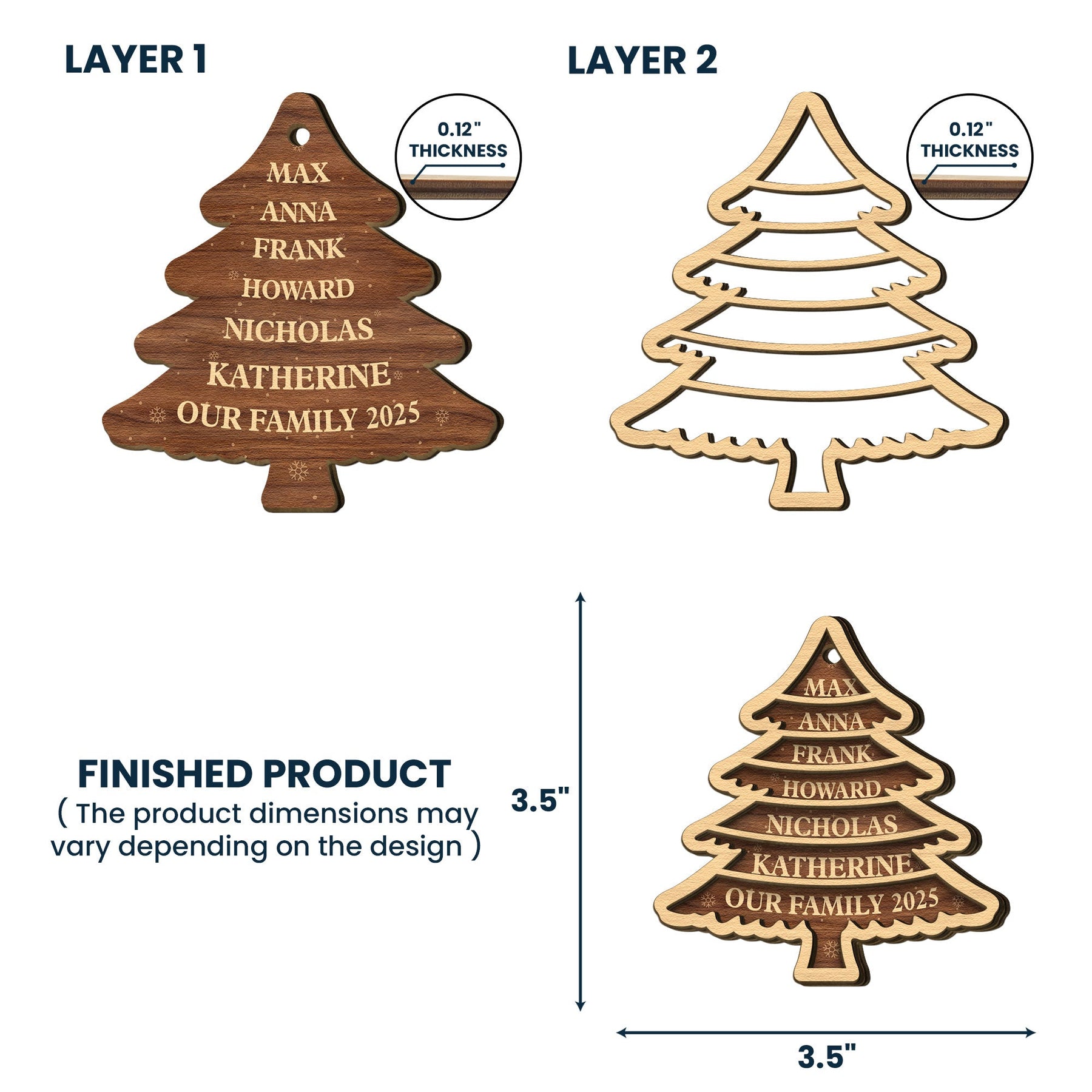 Family Tree 2026 - Personalized Wooden Ornament