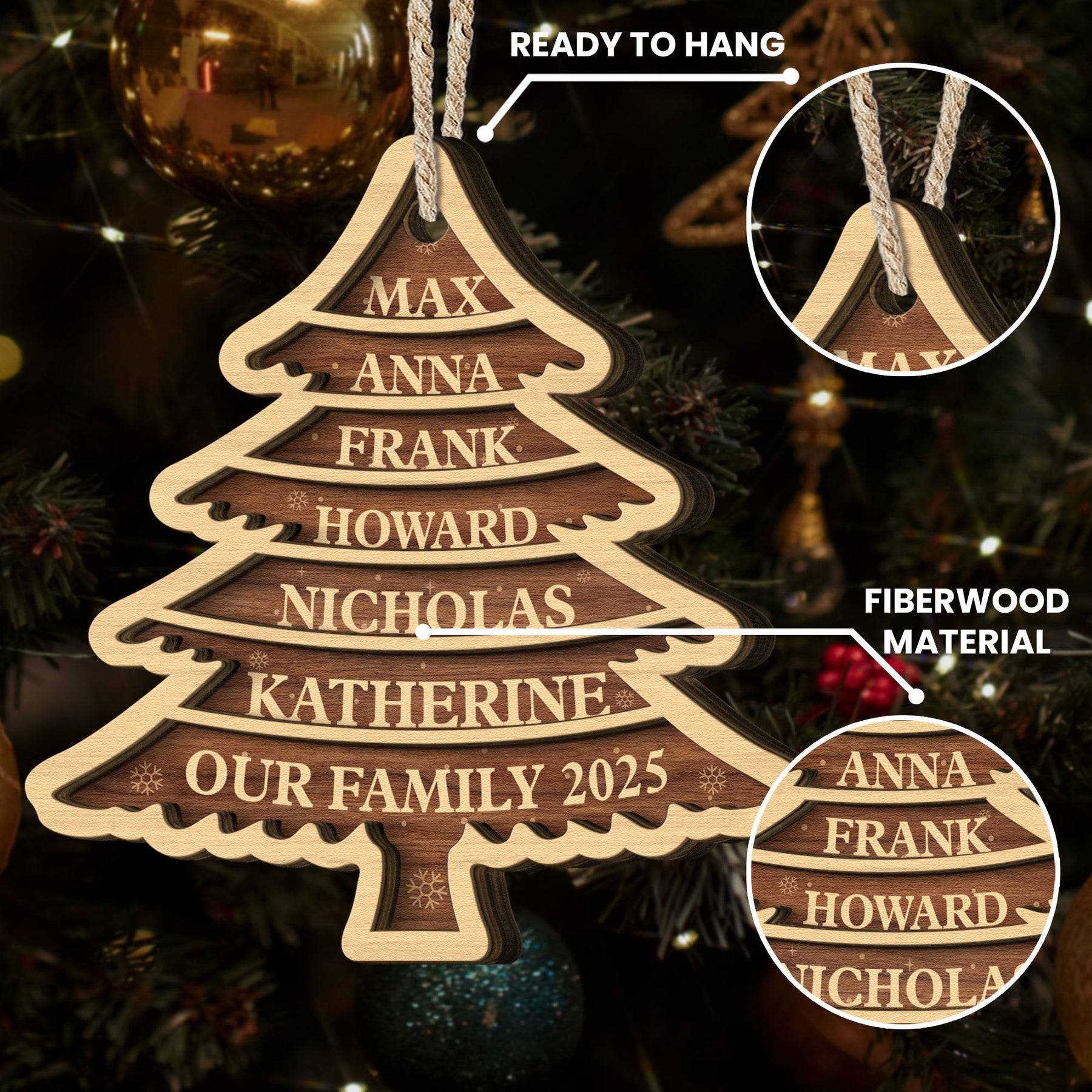 Family Tree 2026 - Personalized Wooden Ornament