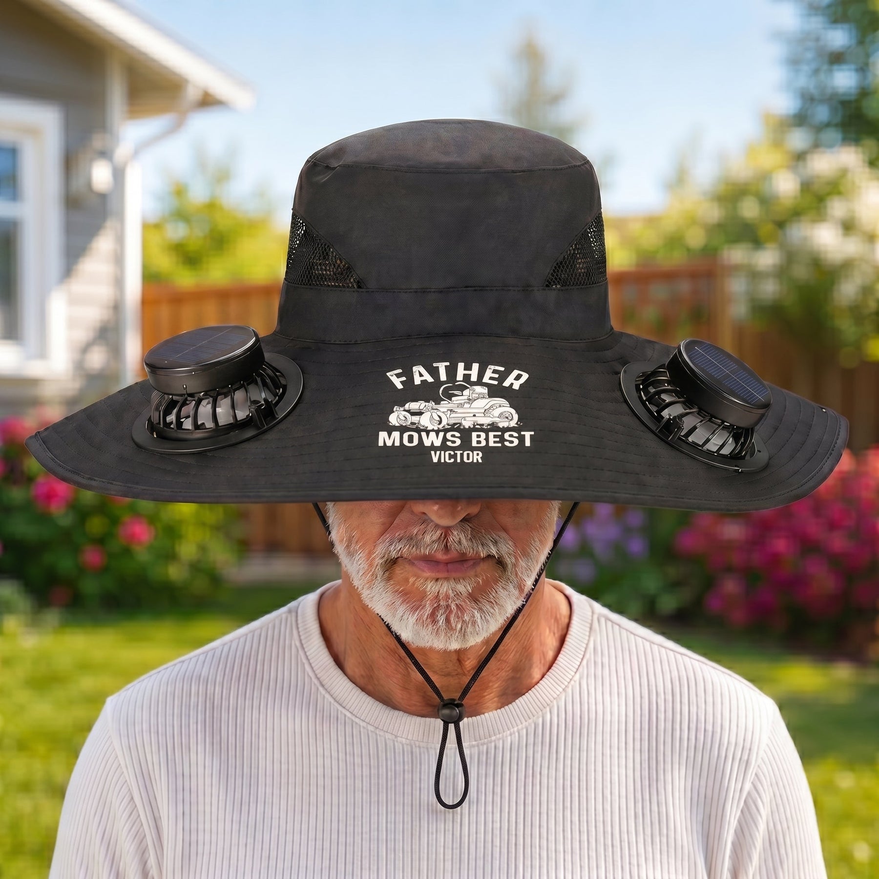 Father Mows Best Gift For Dad Grandpa - Personalized Solar Fan Hat