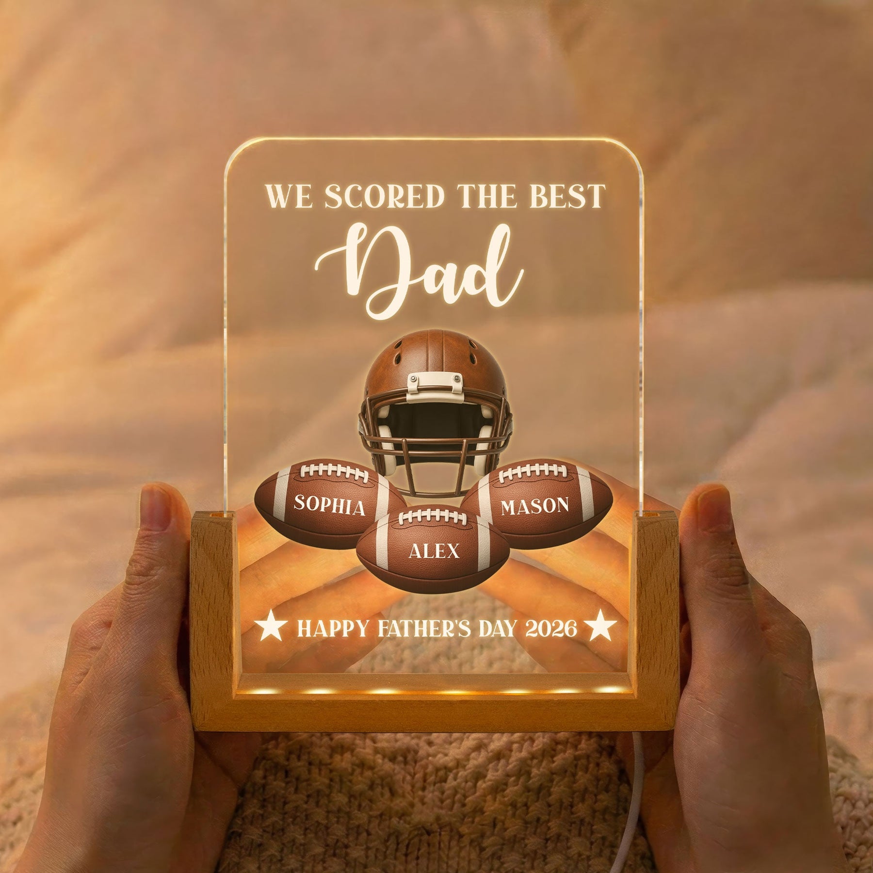 Father's Day Gift For Football Dad, We Scored The Best Dad - Personalized Night Light