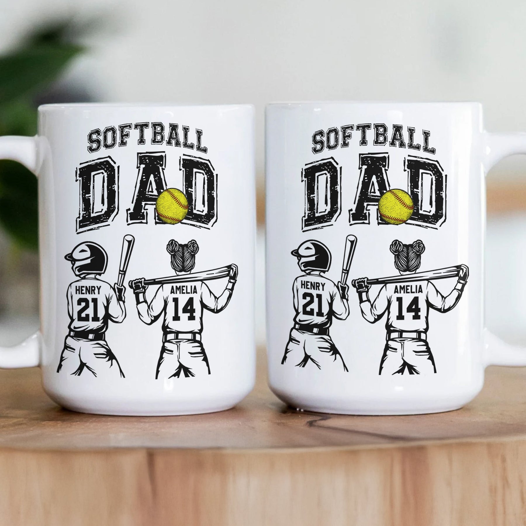 Father's Day Gifts, Softball Dad, Daddy, Grandpa - Personalized Mug