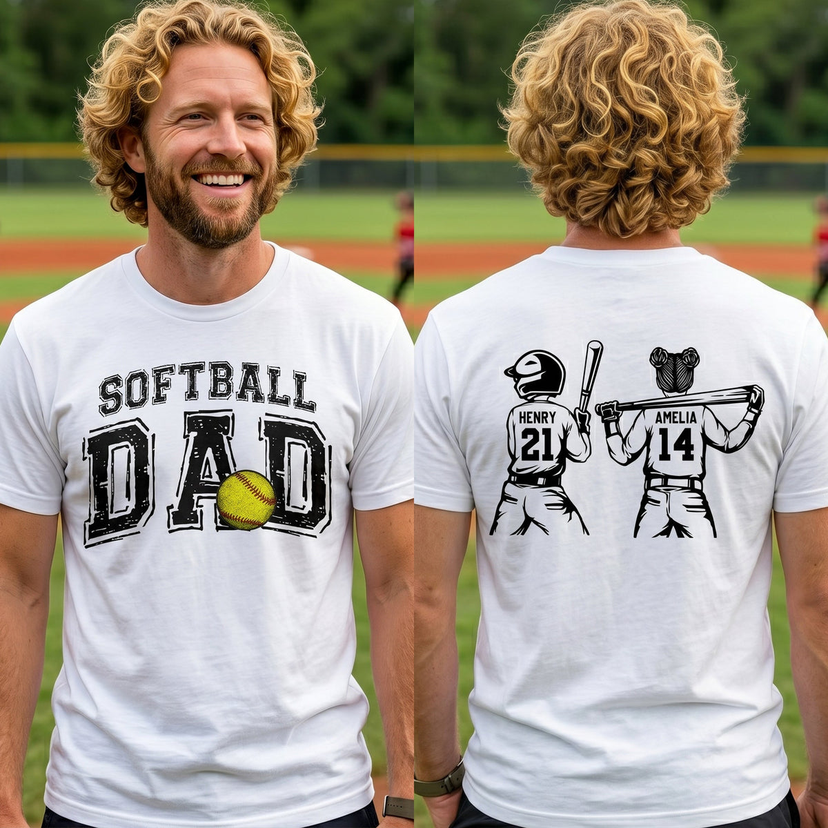 Father's Day Gifts, Softball Dad, Daddy, Grandpa - Personalized Shirt