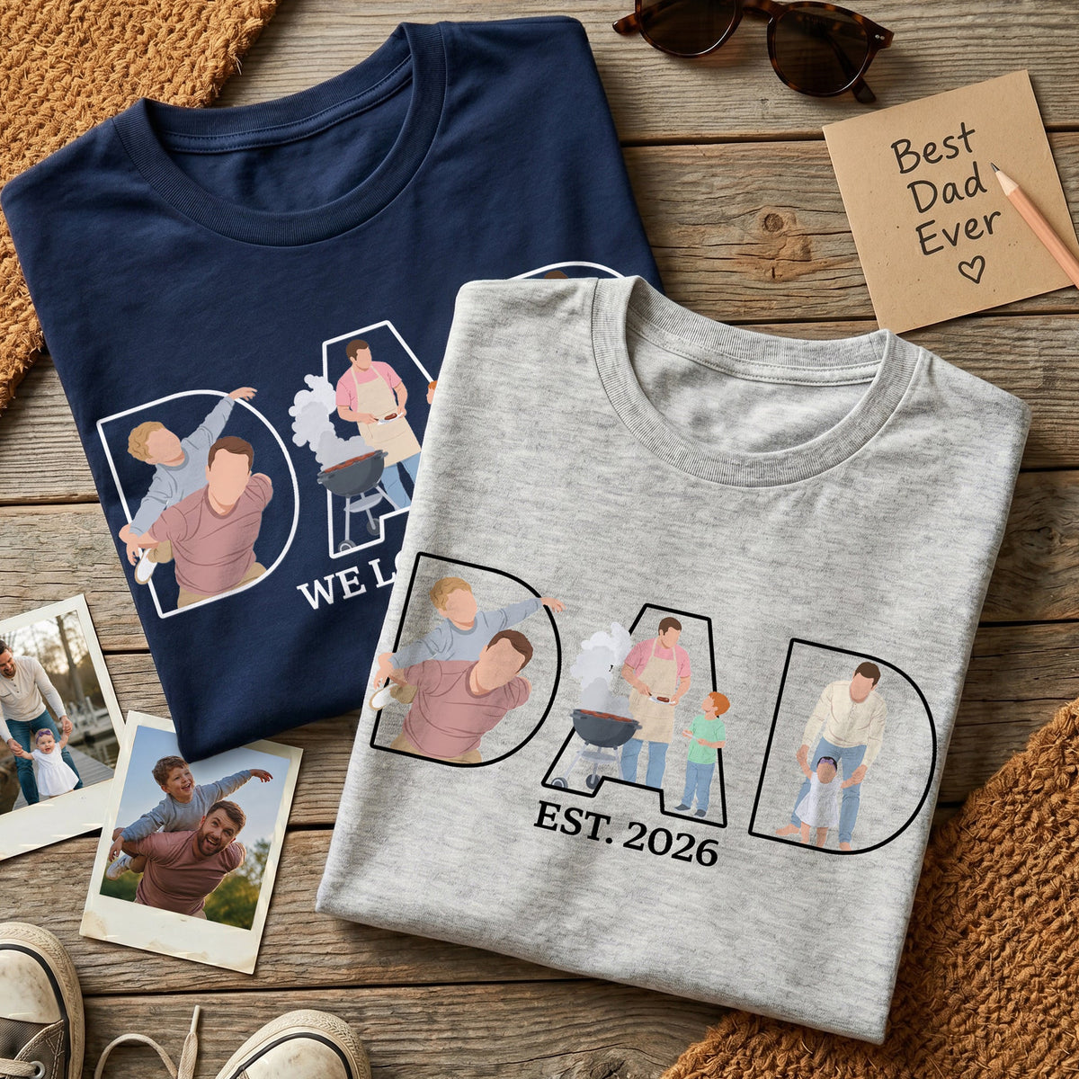 Father's Day Gift Custom Dad Portrait For Father, New Dad - Faceless Art - Personalized Shirt