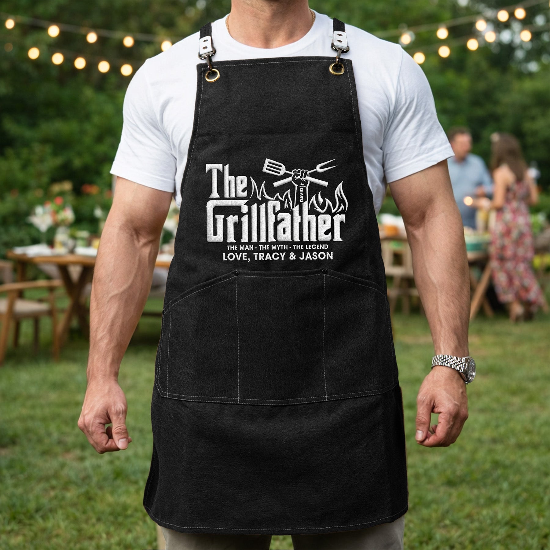 Father's Day Gifts, The Grillfather, The Man The Myth The Legend - Custom With Kids' Names - Personalized Apron