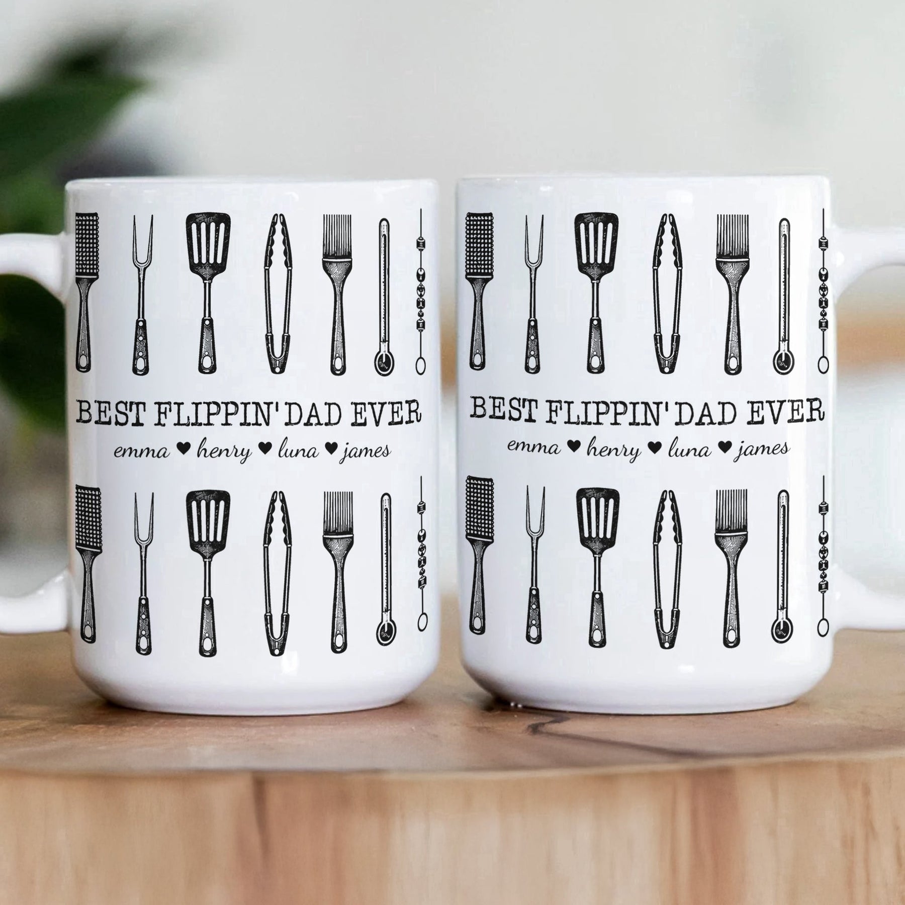 Father's Day Gifts Best Flippin' Dad Ever Custom Kids Names - Personalized Mug