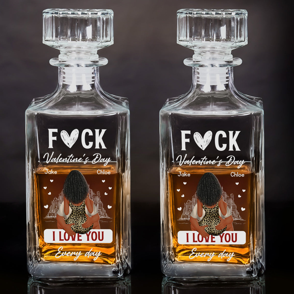 F*ck Valentine's Day I Love You Every Day - Funny Valentines Gift For Him, Husband - Custom Decanter
